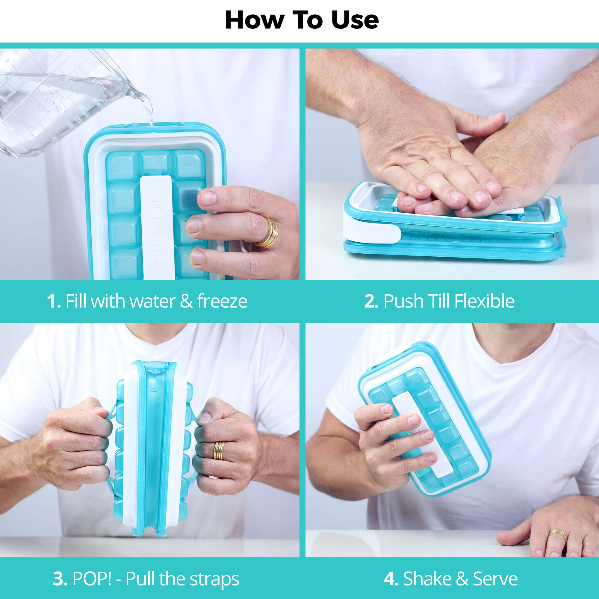 Silicone Ice Cube Tray with Easy Pop Design - Icebreaker 2.0 (2024 Model) - 1 Piece in Sky Blue - Perfect for Cocktails, Cold Drinks & Home Bartending