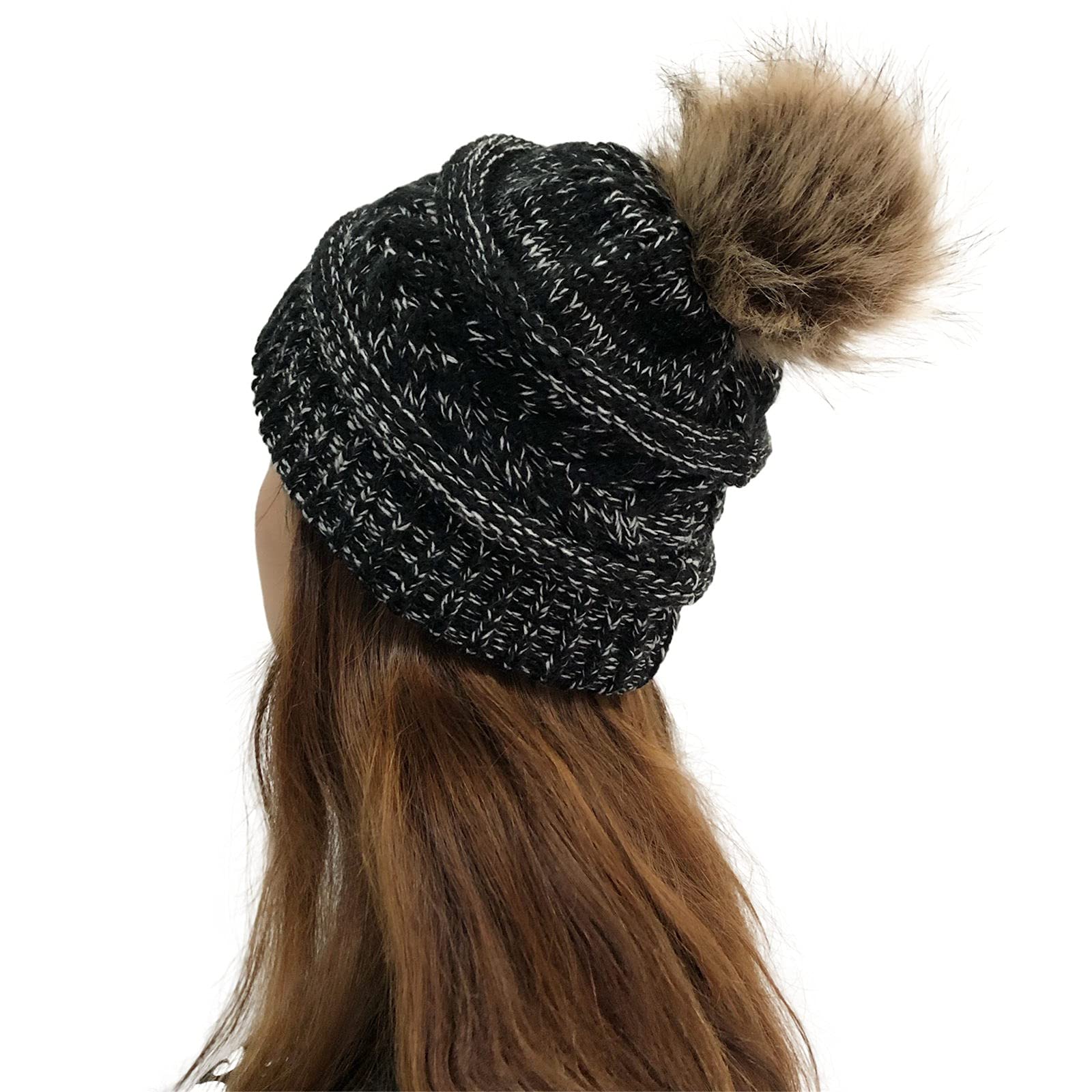 Crochet Knit Peaked Cap for Women & Men - Solid Plush Winter Hat with Earmuffs - Outdoor Beanie for Cold Weather Hiking, Skiing, and Snow Activities (White)
