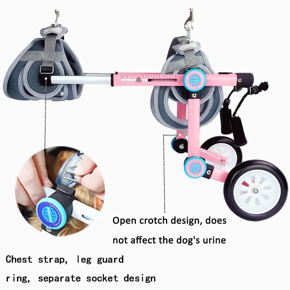 Adjustable & Foldable Dog Wheelchair for Handicapped Pets - Portable Pet Mobility Cart for Hind Leg Rehabilitation - Indoor & Outdoor Use for Small Dogs (XS Size, Wider Design)