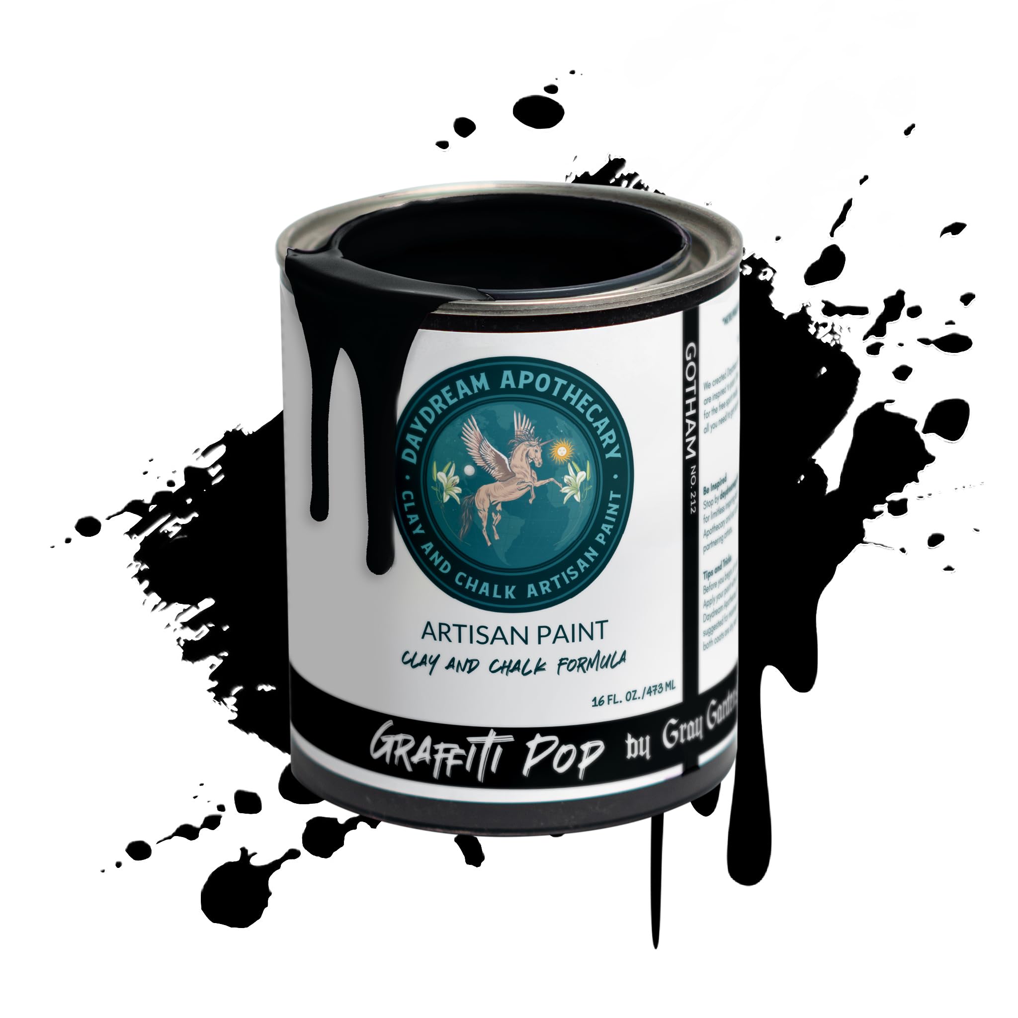 Premium Matte Black Chalk & Clay Paint for Furniture - 16oz Non-Toxic DIY Wood Paint for Home Décor, Artists & Crafters | Perfect for Upcycling Furniture, Cabinets, and Creative Art Projects