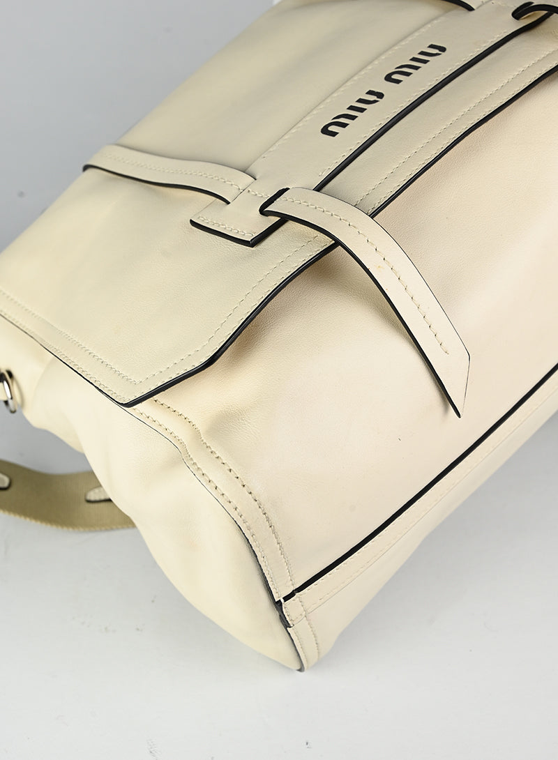 Miu Miu Grace Lux White Leather Handbag for Women - Elegant Designer Shoulder Bag for Work, Office & Special Occasions