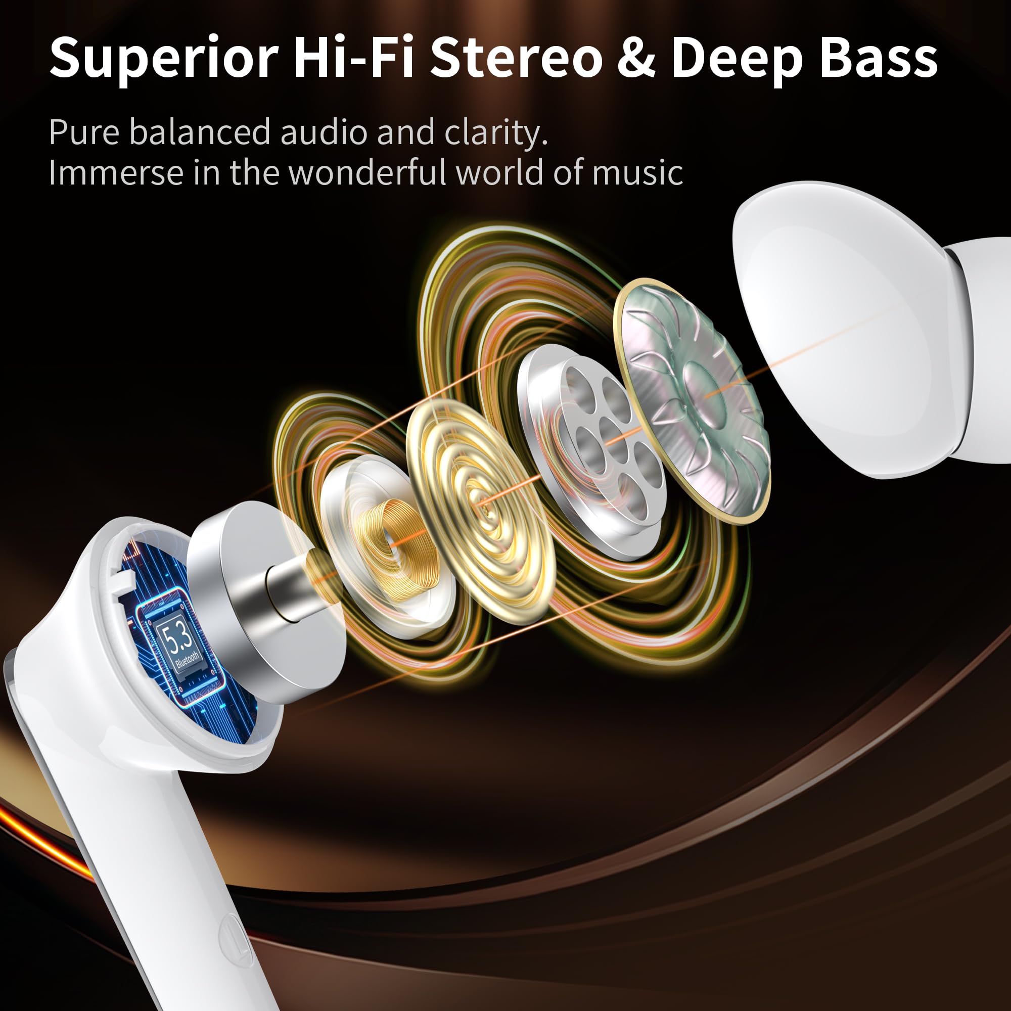 Monster N-Lite 203 AirLinks Wireless Bluetooth 5.3 Earbuds - HiFi Stereo Sound, 30H Playtime, Crystal Clear Calls, USB-C Fast Charging, IPX6 Waterproof in-Ear Headphones (Silver) - Perfect for Gym, Running, Travel & Workouts