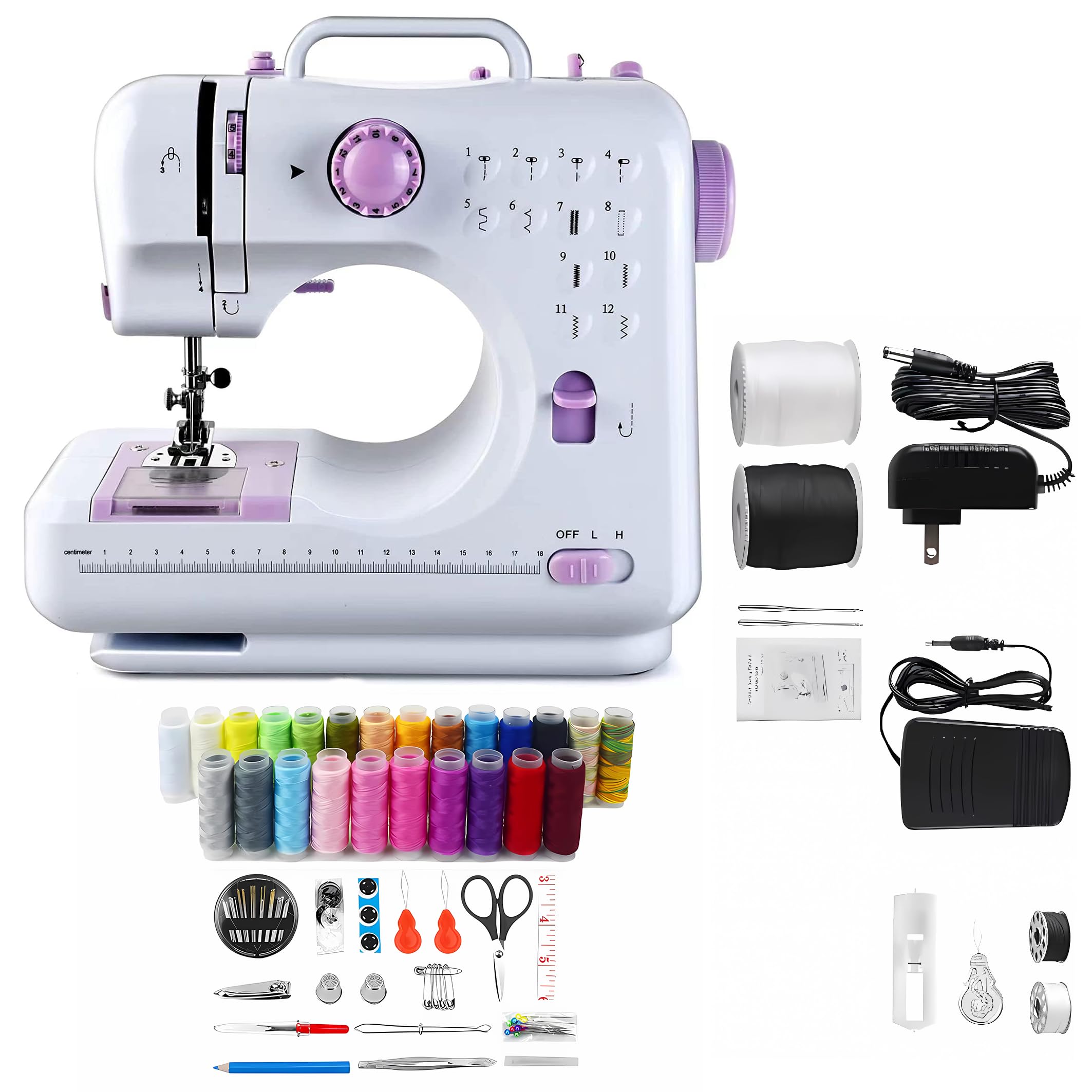 Portable Electric Sewing Machine for Beginners - 12 Stitch with Foot Pedal & Accessories - Home DIY & Crafting