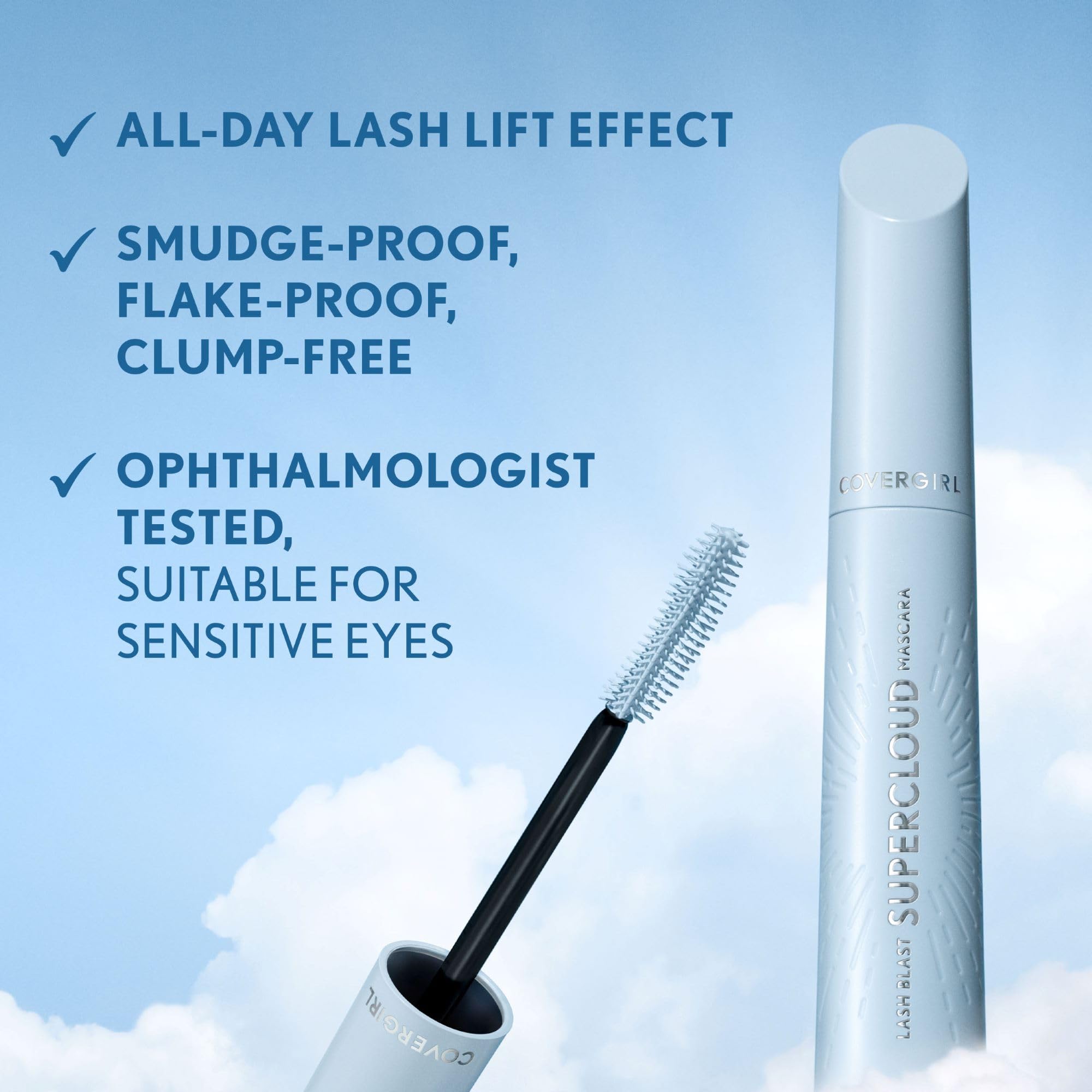 CoverGirl Lash Blast Supercloud Mascara - 810 Black Brown, Long-Lasting Volumizing & Lengthening, Clump-Free & Smudge-Proof, Flake-Resistant, Vegan Formula (0.33oz) - Perfect for Daytime Wear & Special Occasions