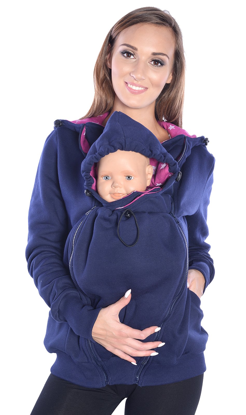 Mija Maternity Warm Hoodie Jacket Sweatshirt for Baby Carriers 4046 - Soft Nursing Wear for Breastfeeding Moms, Cozy Outerwear for Pregnancy & Postpartum, Perfect for Winter Strolls & Babywearing