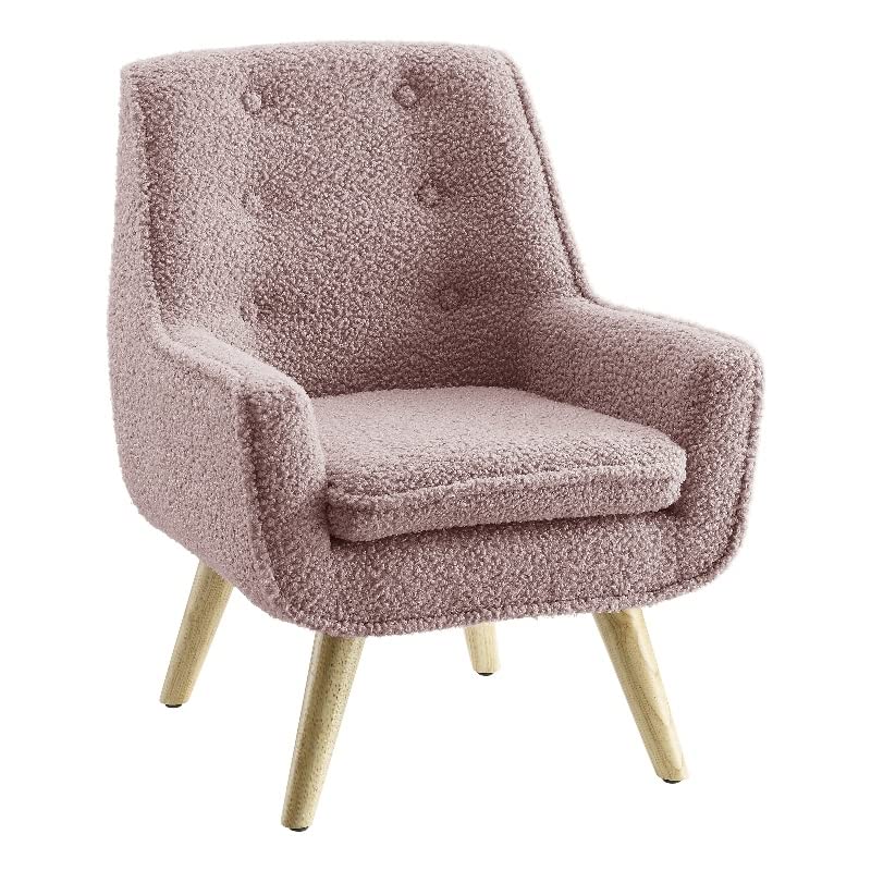 Powell Furniture Linon Keely Wood Upholstered Trellis Chair in Blush Pink - Elegant Accent Chair for Living Room, Bedroom & Office Decor