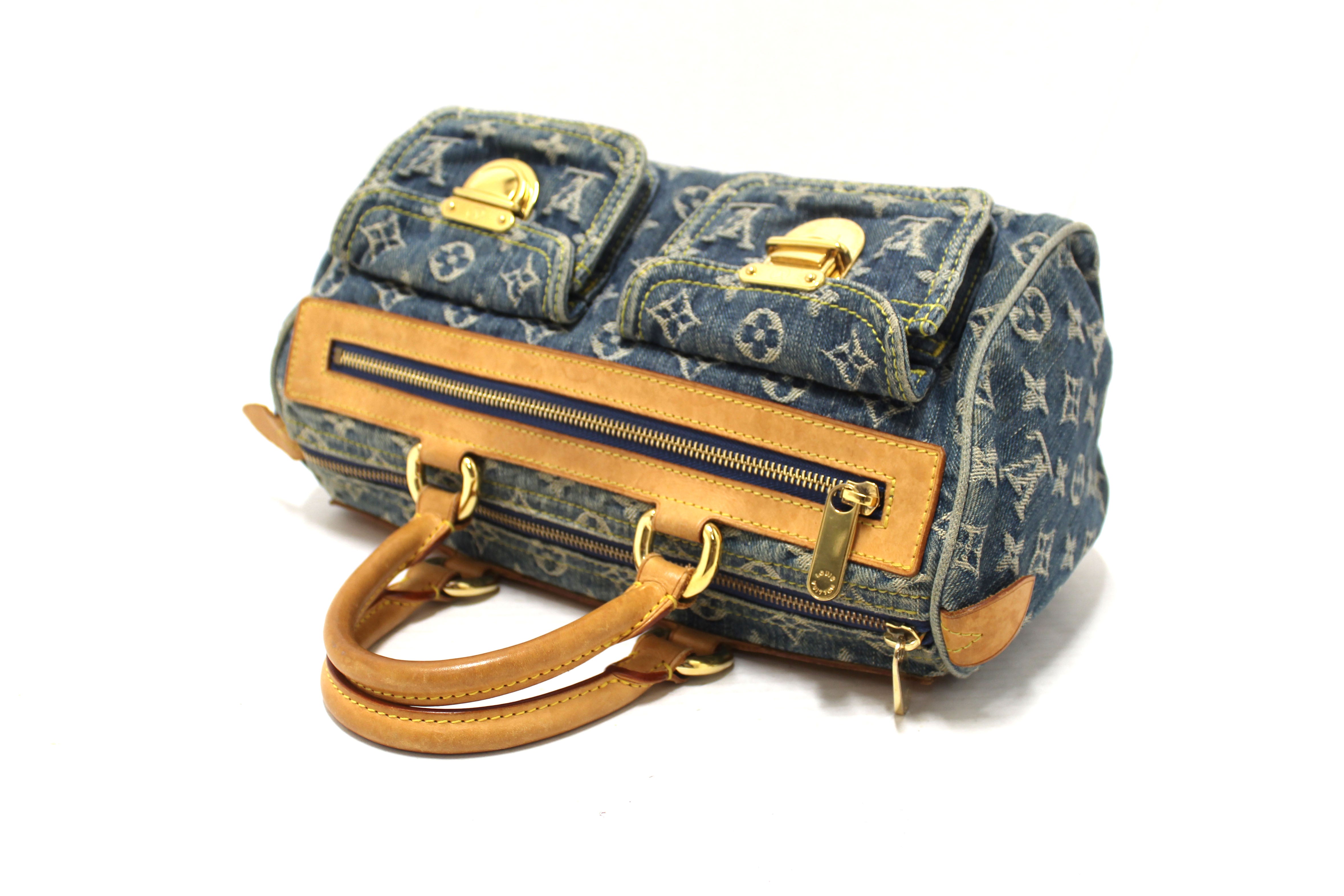 Authentic Louis Vuitton Blue Denim Neo Speedy Handbag for Women - Luxury Designer Crossbody Bag for Travel, Work & Everyday Use