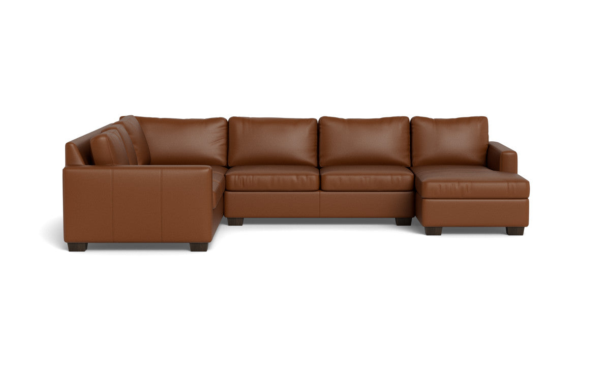 Track 141 Leather Corner Sectional Sofa with Right Chaise - Modern Living Room Furniture for Home Theater & Family Gatherings