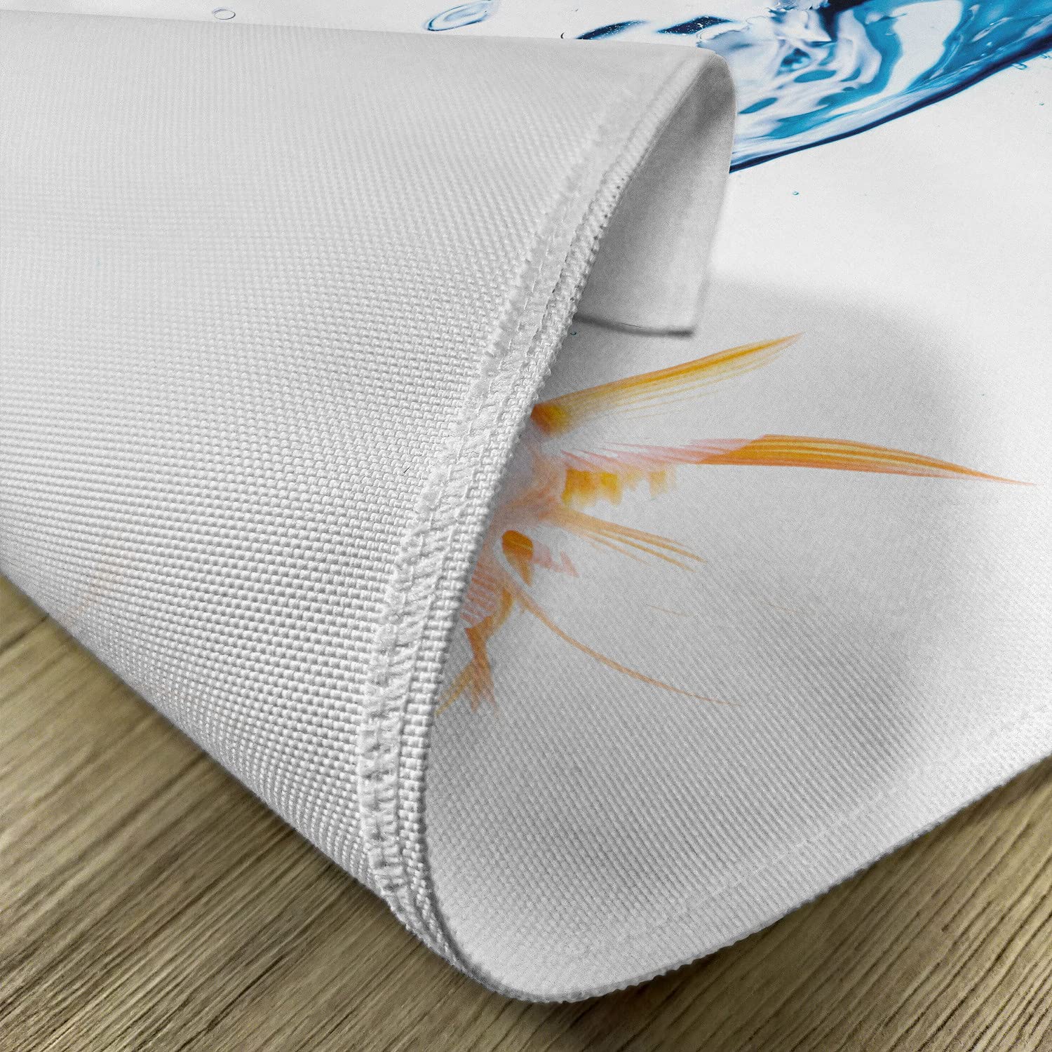 Ambesonne 4-Piece Fish Placemats Set - Goldfish Swimming in Clear Water Bowl Abstract Design, Washable Fabric Table Mats for Dining Room & Kitchen Decor (Blue & Orange) - Perfect for Dinner Parties, Family Gatherings & Aquarium-Themed Events
