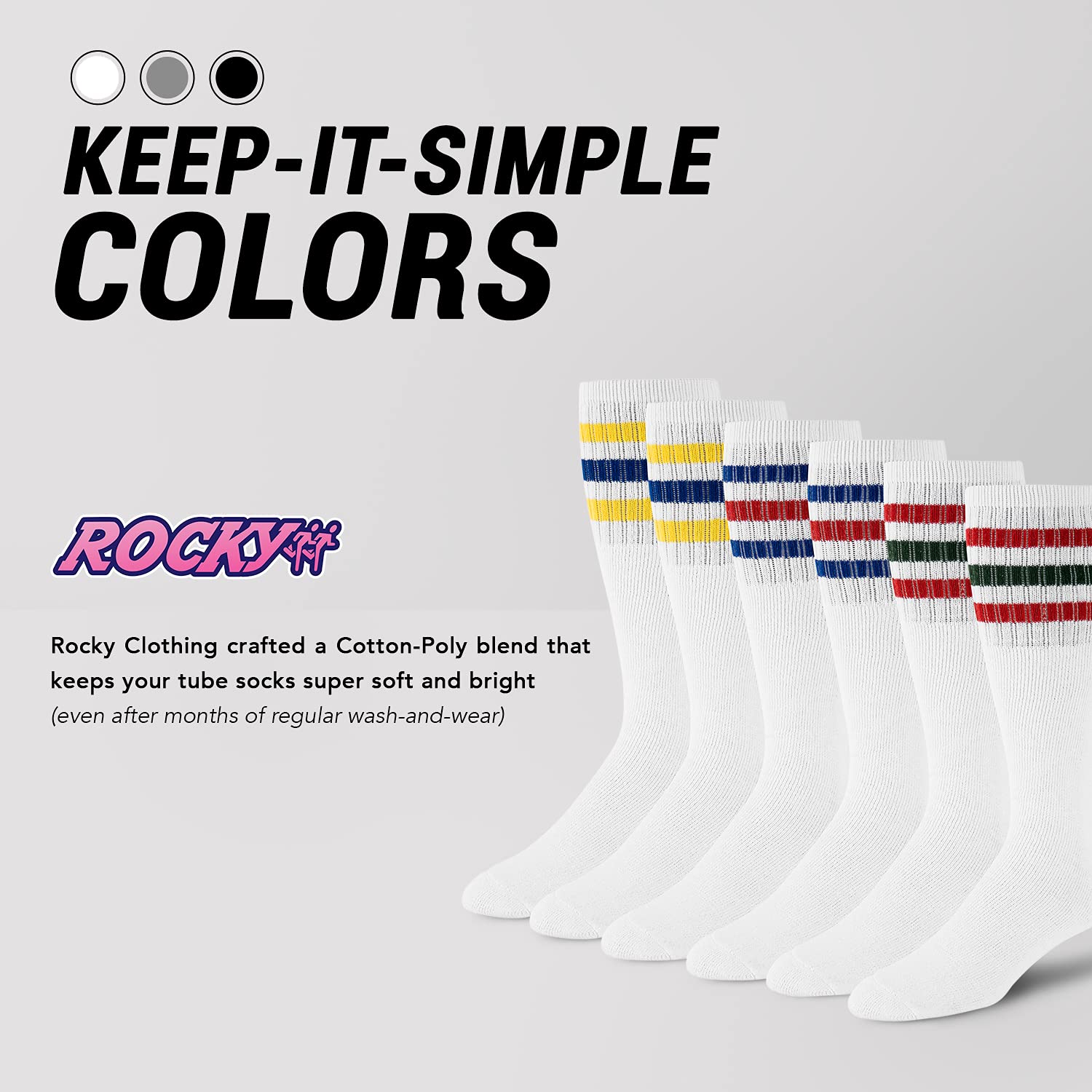 Men's Striped Over The Calf High Tube Socks - 6-Pair Pack (Sizes 9-15) | Comfortable Athletic & Casual Socks for Running, Hiking & Everyday Wear