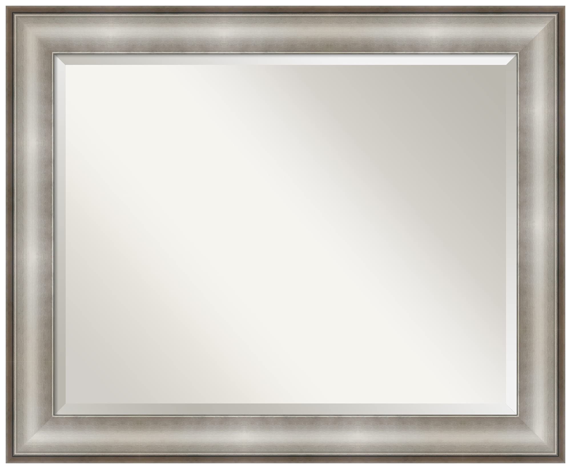 Amanti Art 27x33 Inch Silver Wall Mirror - Large Traditional Frame Rectangle Bathroom & Living Room Decor - Hangs Horizontally or Vertically - Beveled Edge - Perfect for Bathroom Vanity, Bedroom, Entryway & Hallway Decor