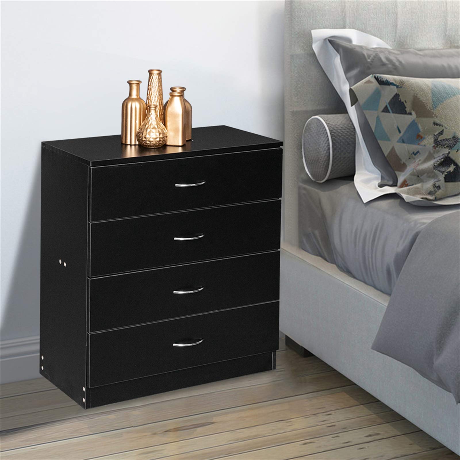 Ochine 4-Drawer Wooden Lateral File Cabinet with Wheels - Mobile Office Storage Cabinet for Home & Office Use - Perfect for Organizing Documents, Files & Supplies (Ships from USA)