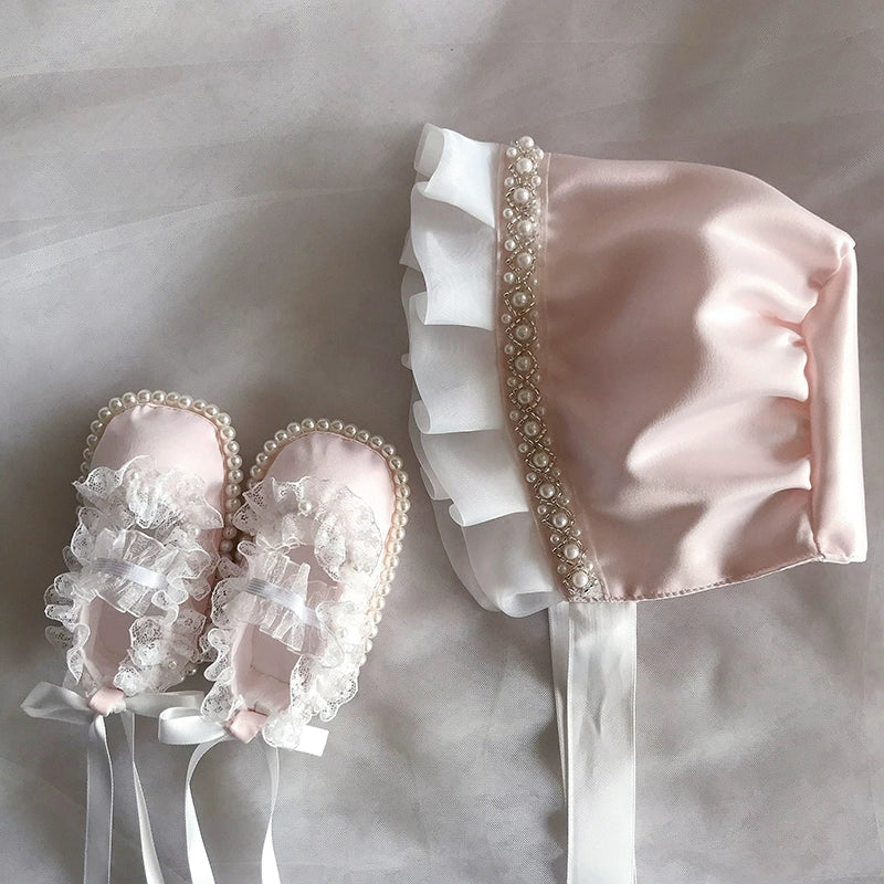 Baby Pearl Soft Hat and Shoes Set for Newborns - Cute & Comfortable Infant Outfit for Photos, Parties, and Everyday Wear