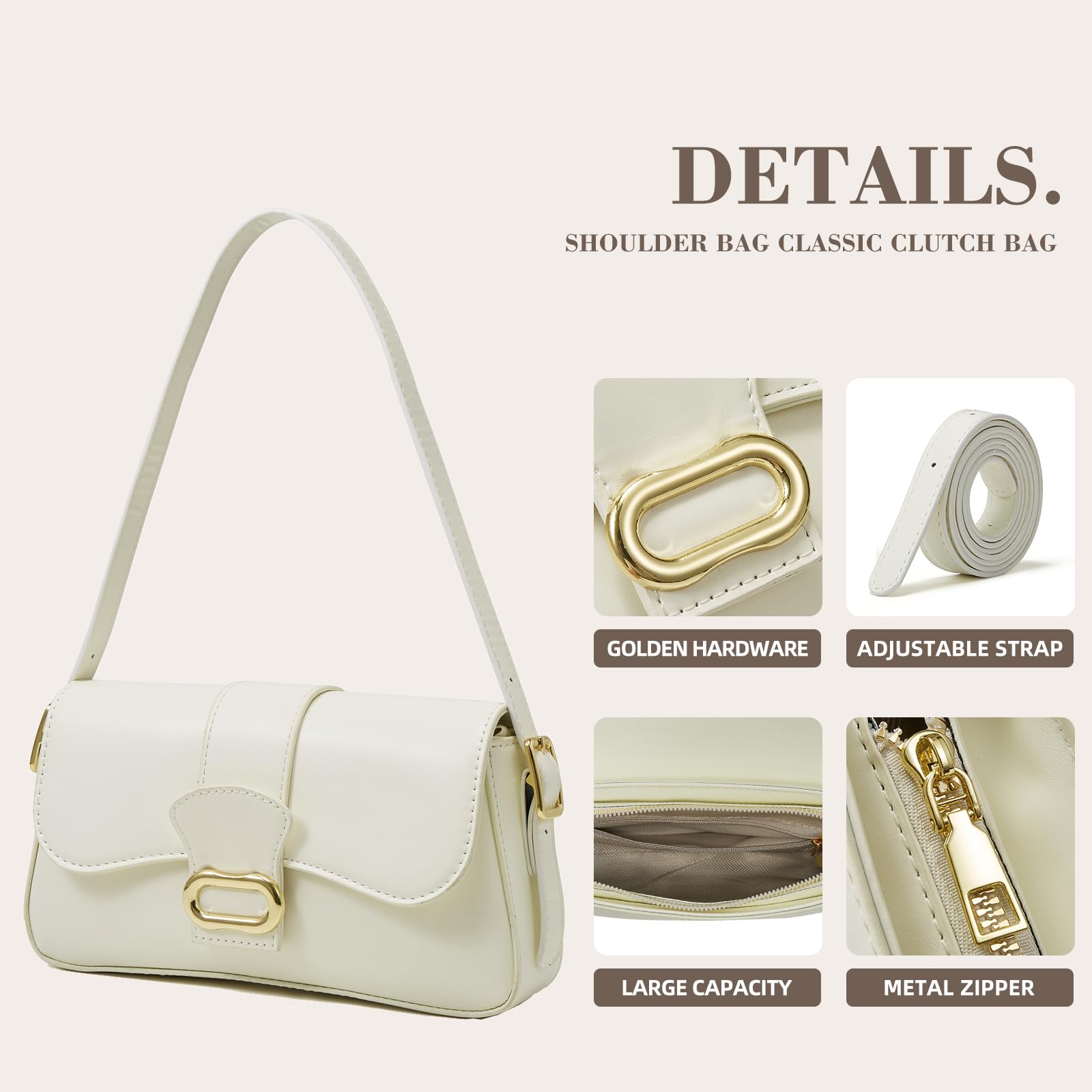 Trendy Women's Shoulder Bag - Classic Soft PU Leather Clutch Purse | Designer Handbag for Work, Party & Everyday Use