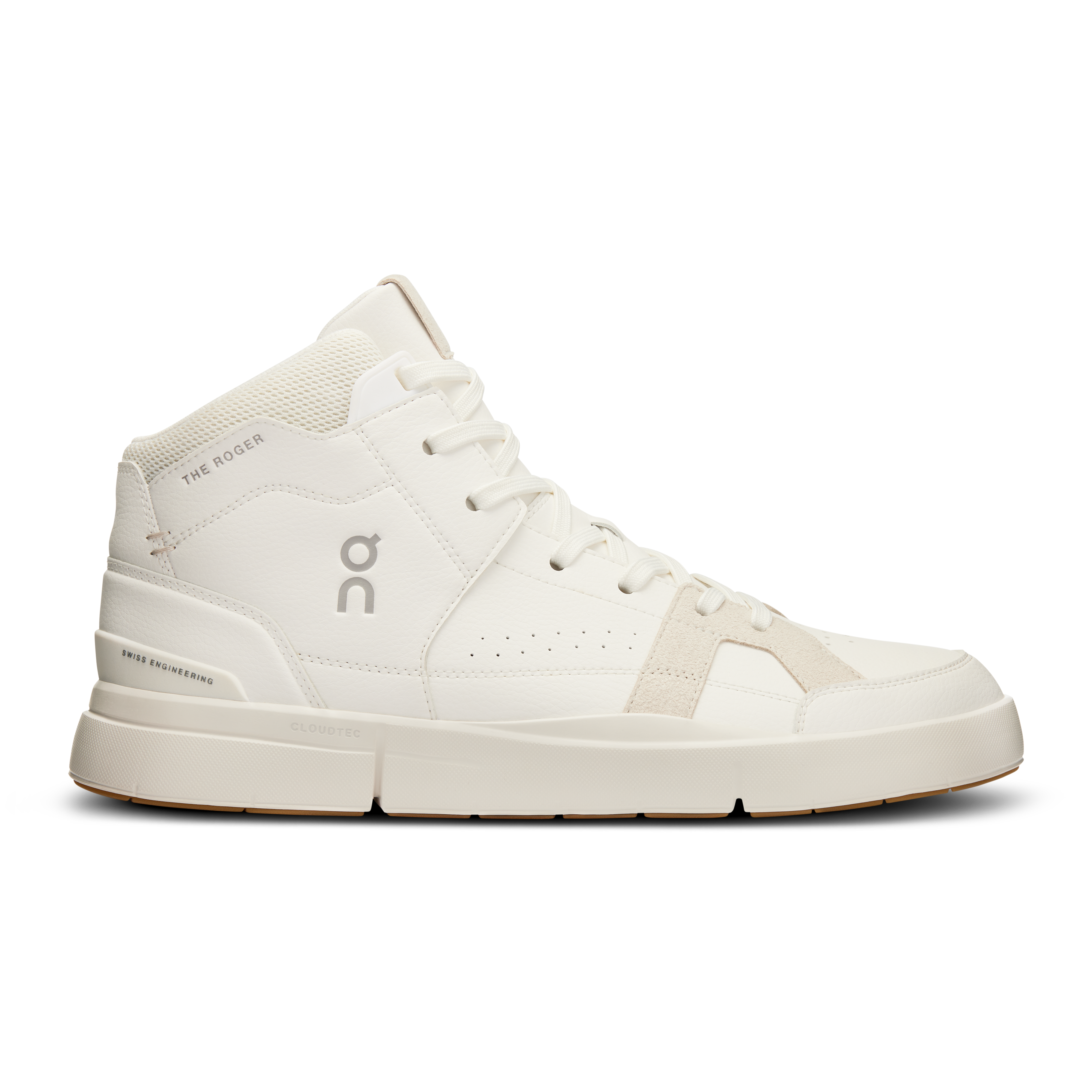 On Running Men's The Roger Clubhouse Mid Shoes - White/Sand | Comfortable Sneakers for Running, Walking & Casual Wear | Perfect for Gym, Travel & Everyday Use