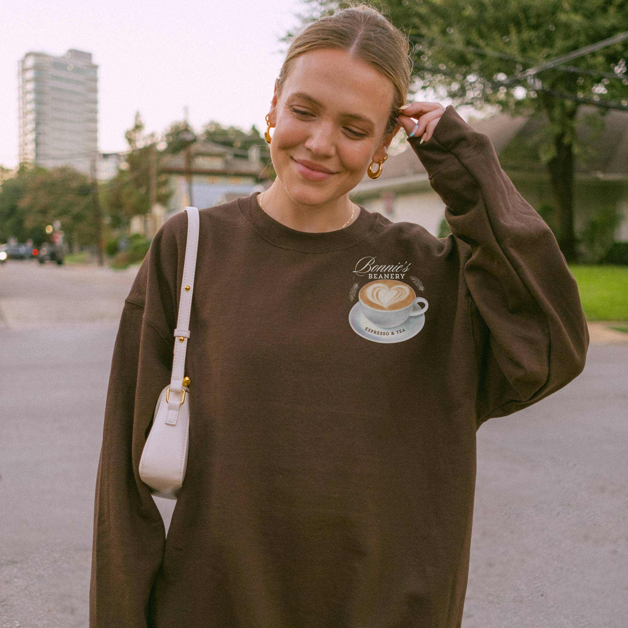 Bonnie's Beanery Women's Crewneck Sweatshirt - Cozy Casual Pullover for Everyday Wear, Coffee Lovers Gift, Lounge & Outfit Essential