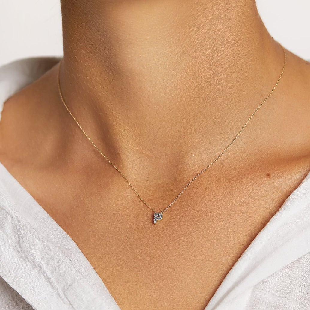 10k Gold Diamond Letter P Necklace - Elegant Personalized Jewelry for Women, Perfect for Gifts, Anniversaries, and Special Occasions