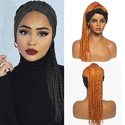 HeneiKecci Braided Wigs for Black Women - Handband Braids Wigs, Dreadlock Handband Wigs, Box Braid Wigs, Afro Curly Wigs (Brown-J271B) | Perfect for Daily Wear, Cosplay, and Special Occasions
