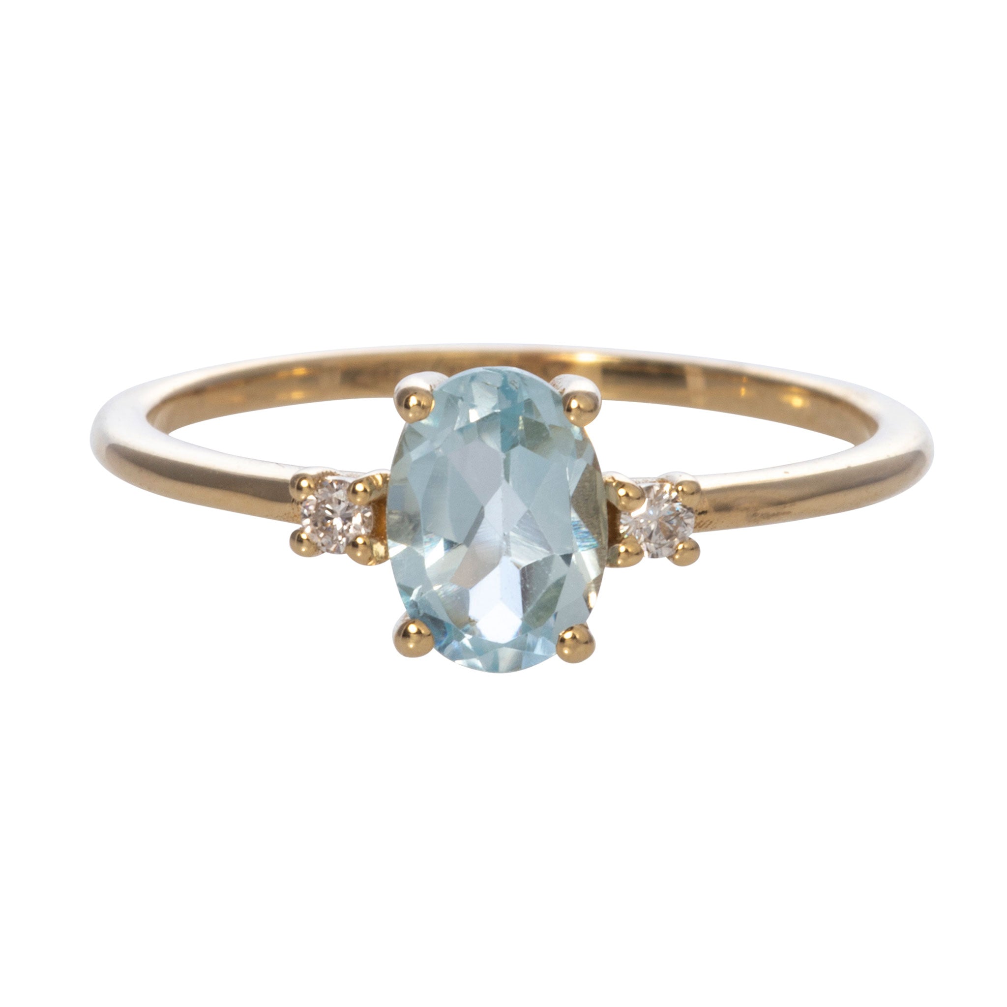Exquisite 18K Gold Oval Blue Topaz & Diamond Ring for Women – Perfect for Engagement, Anniversary, and Special Occasions