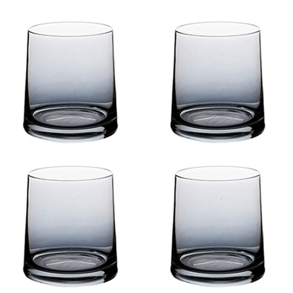 Premium Whiskey Rocks Glass Set of 4 - 8.6 Oz Grey Tumbler Cups for Cocktails, Whiskey, Iced Coffee & Wine | Durable Drinking Glasses for Home Bar, Office & Gifts | Perfect for Men's Birthday, Anniversary & Housewarming Presents