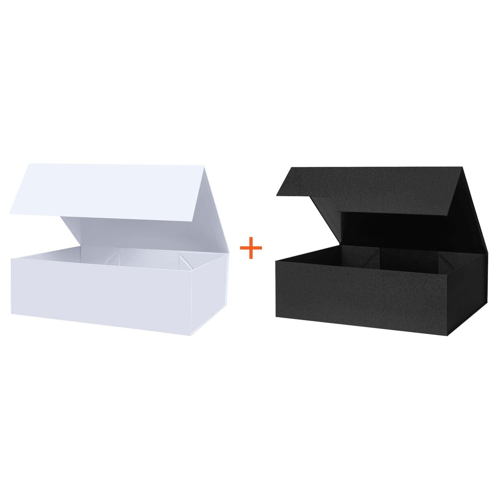 YAWOIRG Black & White Large Square Magnetic Gift Box with Lid - Empty Decorative Present Box for Gift Wrapping, Storage | Perfect for Jewelry, Watches, Cosmetics & Luxury Gift Packaging