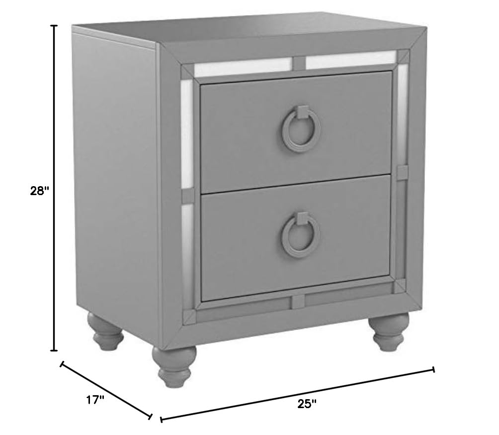 Riley Nightstand - Silver Modern Bedside Table with Storage Drawer | Stylish and Functional Bedroom Furniture for Small Spaces | Perfect for Apartments, Dorms & Guest Rooms