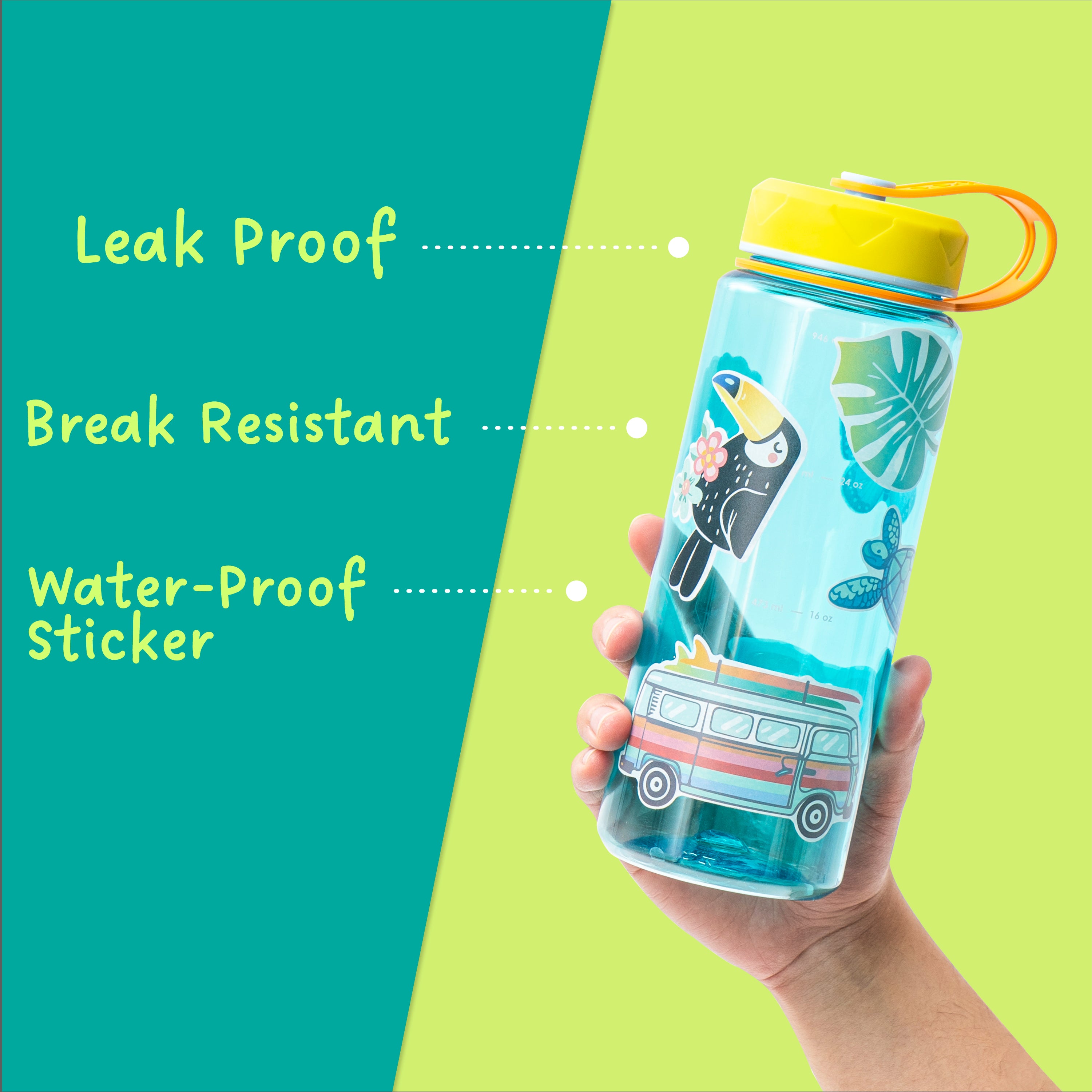 36oz HydroPop Insulated Water Bottle with Leak-Proof Lid, Carry Strap & Measurement Markings - BPA-Free, Keeps Drinks Cold for 24 Hours - Perfect for Gym, Hiking & Outdoor Activities (Blue)