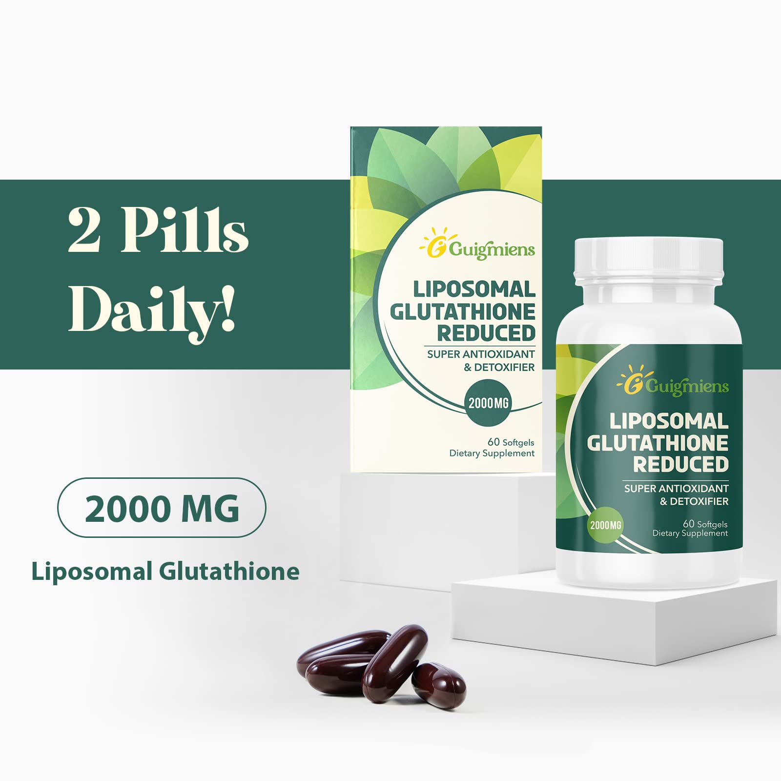 Liposomal Glutathione 2000mg - 10x Better Absorption Supplement with Hyaluronic Acid, Collagen Peptide & Resveratrol - Powerful Antioxidant for Anti-Aging, Immune Support & Cellular Health (240 Capsules) - Perfect for Daily Wellness, Detox & Skin Rejuvenation