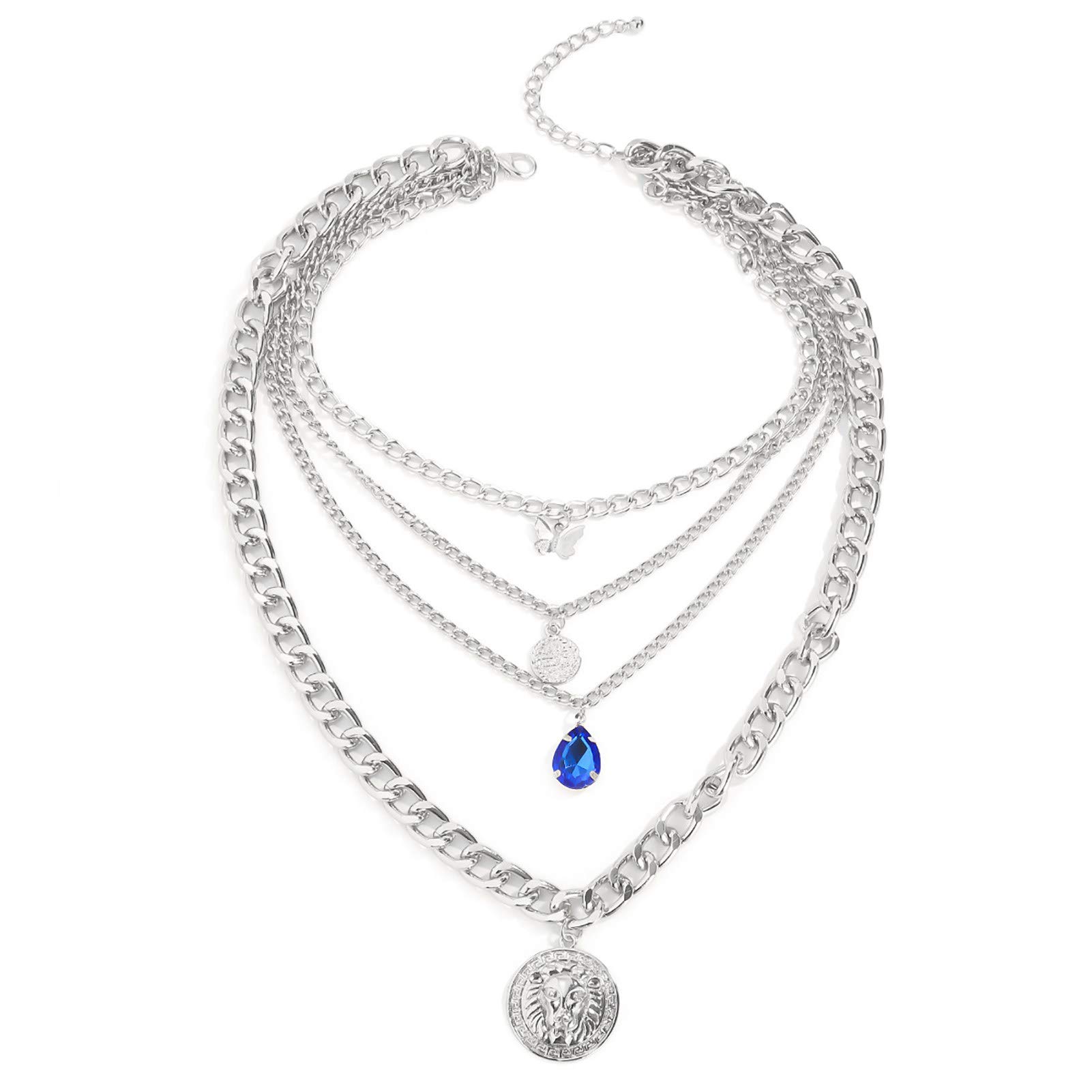 KGJQ 4Pcs Butterfly Pendant Necklace Set - Simple Cute Clavicle Necklaces for Women, Dainty Retro Exaggerated Jewelry for Girls, Elegant Gift for Her (White) - Perfect for Parties, Dating & Everyday Wear