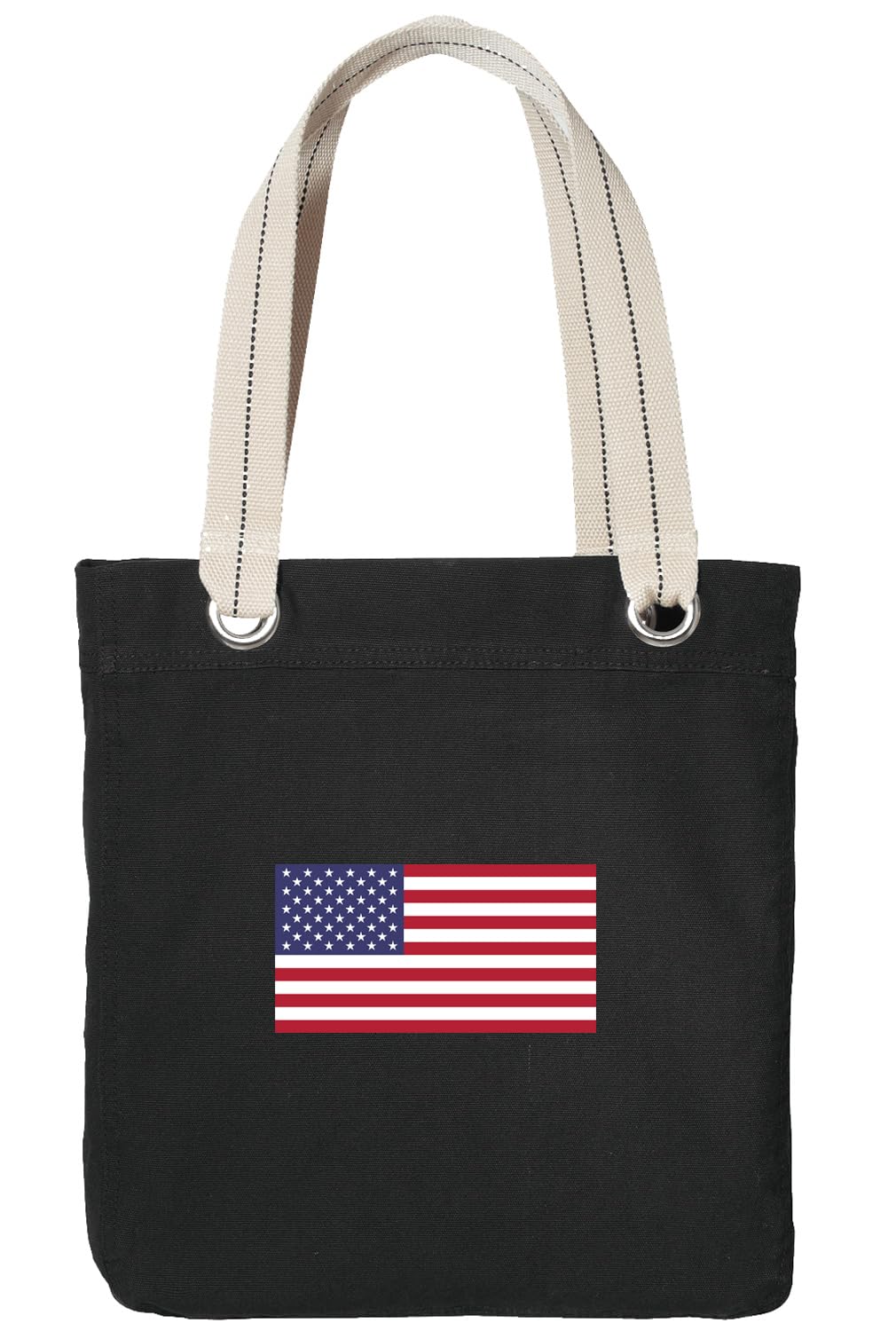 American Flag Tote Bag - Heavy Duty Cotton Canvas USA Patriotic Shoulder Bag for Women & Men - Perfect for Grocery Shopping, Beach Trips & 4th of July Celebrations