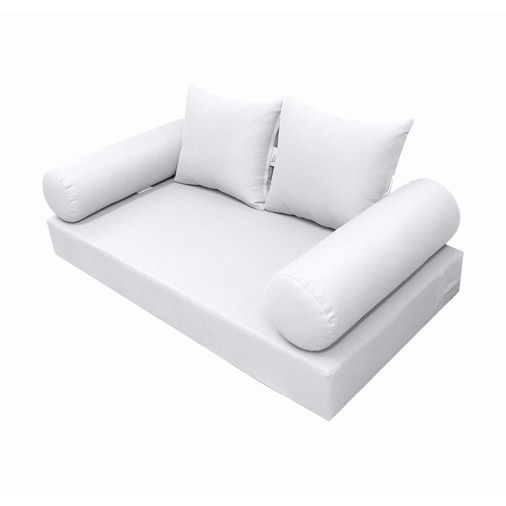 Prolinemax Outdoor Style 4 Full Knife Edge Daybed Mattress Cover - Fitted Sheet & Bolster Pillow Set AD105 | Waterproof & Durable | Perfect for Patio, Poolside & Outdoor Lounging
