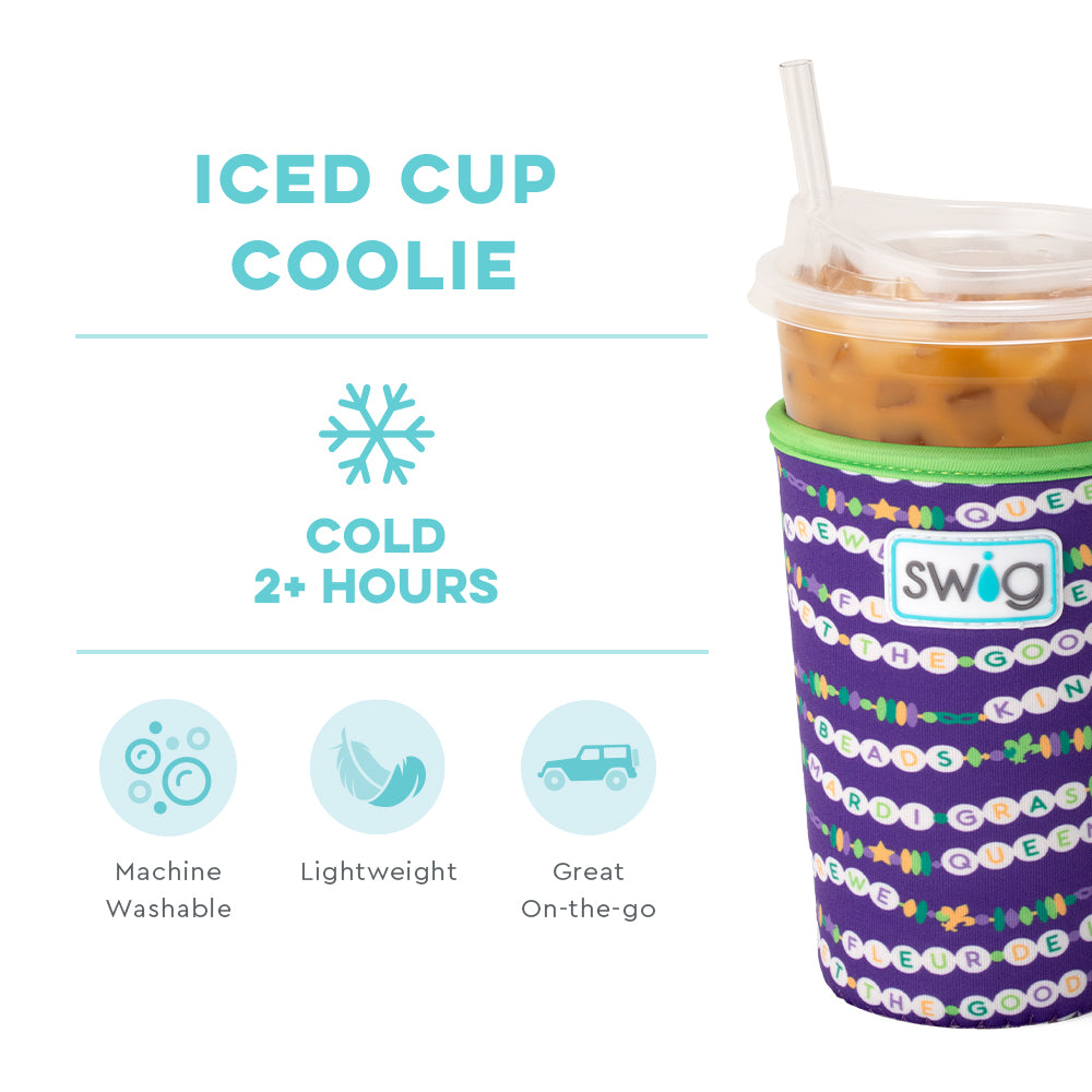 My Mardi Gras Medium Iced Cup Coolie - Insulated Tumbler for Cold Drinks, Perfect for Parties, Beaches, and Outdoor Events