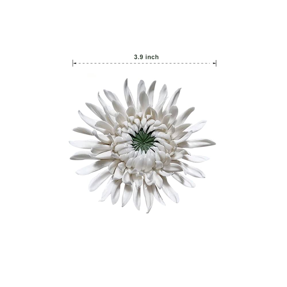 Insiswiner Handcrafted Ceramic Flower Wall Decor - Modern Boho Hanging Ornament for Living Room, Bedroom, Nursery - 3.9