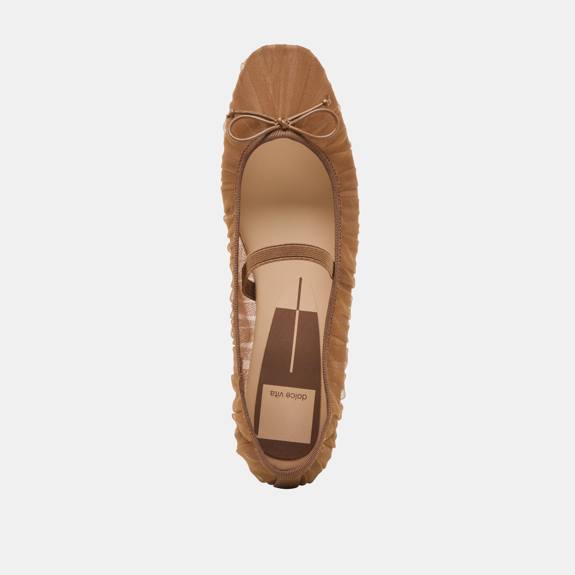 RAEVEN Women's Ballet Flats - Mid Brown Tulle Comfortable Slip-On Shoes for Work, Office & Casual Wear | Elegant & Breathable Design for Daily Use