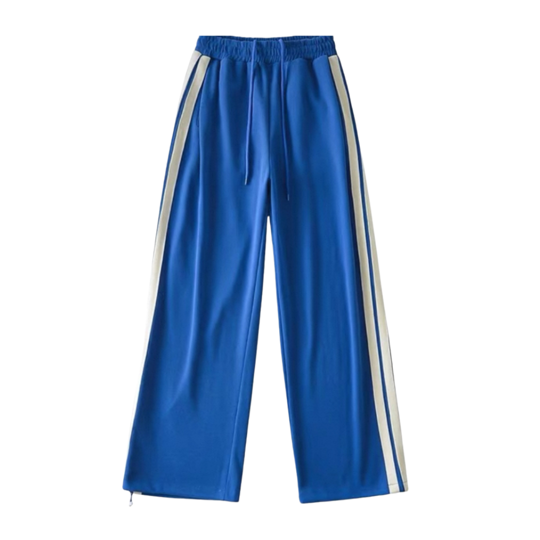 RollerFit Women's Wide Leg Striped Track Pants - Comfortable Athletic Lounge Pants for Yoga, Running & Casual Wear