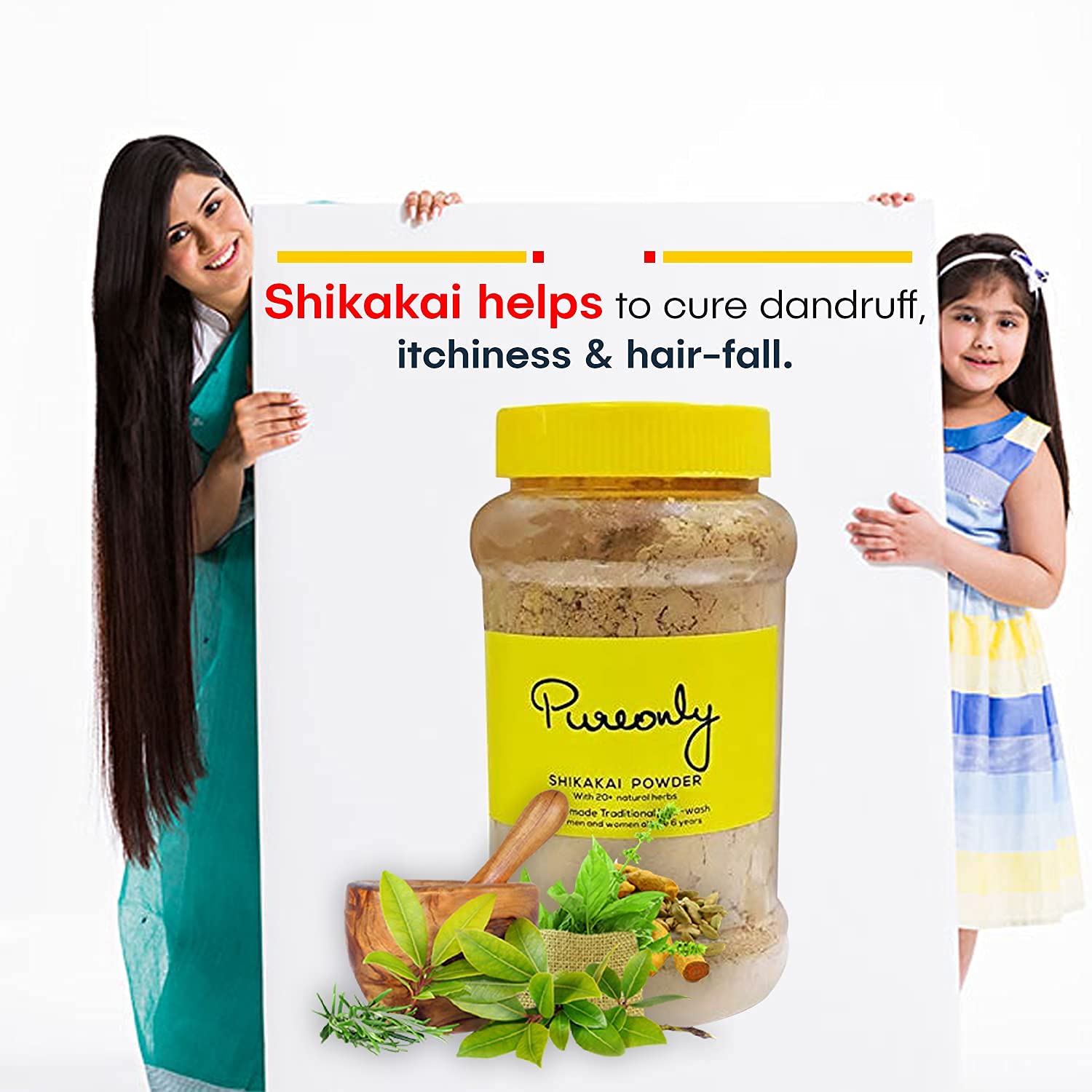 PureOnly Natural Shikakai Powder with 20+ Herbs for Hair Growth & Scalp Care - No Foam, 200g - Ideal for DIY Hair Wash, Ayurvedic Treatments & Natural Hair Care Routine