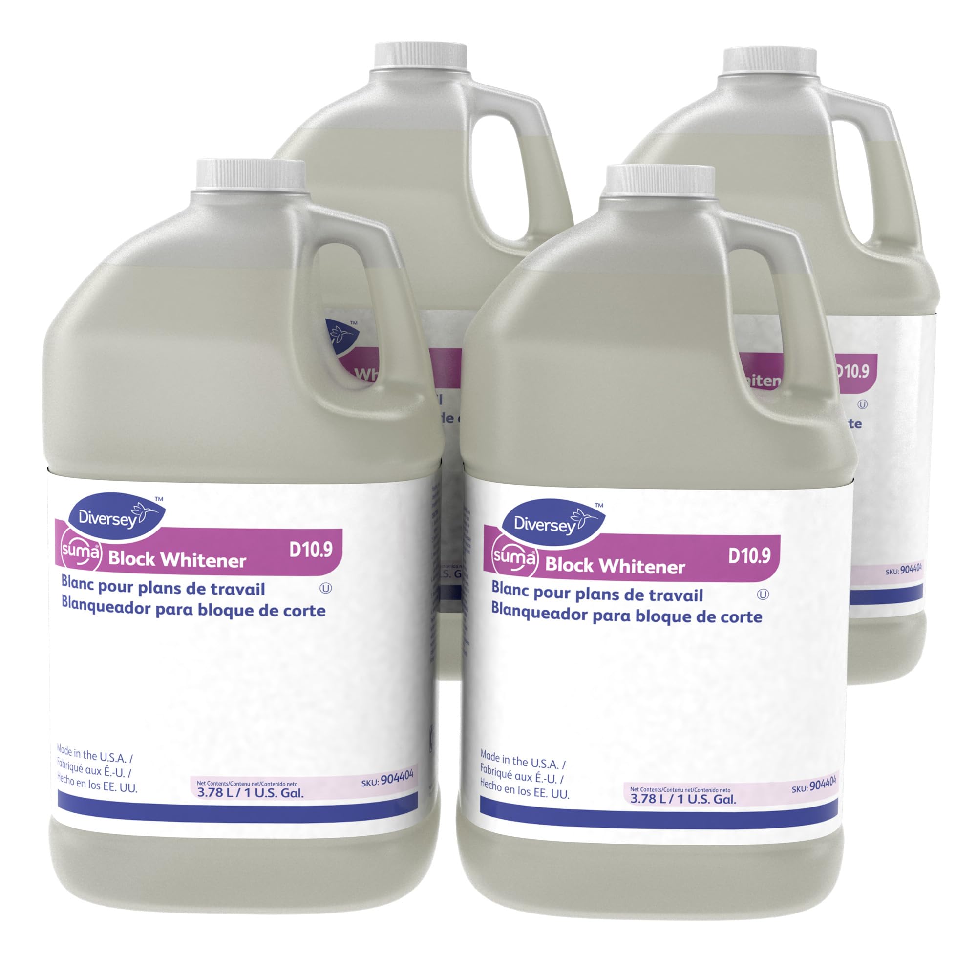 Diversey 904404 SUMA Block Whitener - Stain Remover for Cutting Boards & Chopping Blocks, Ready-to-Use 1-Gallon (4-Pack) | Professional Kitchen Cleaning Solution for Restaurants & Food Prep Areas