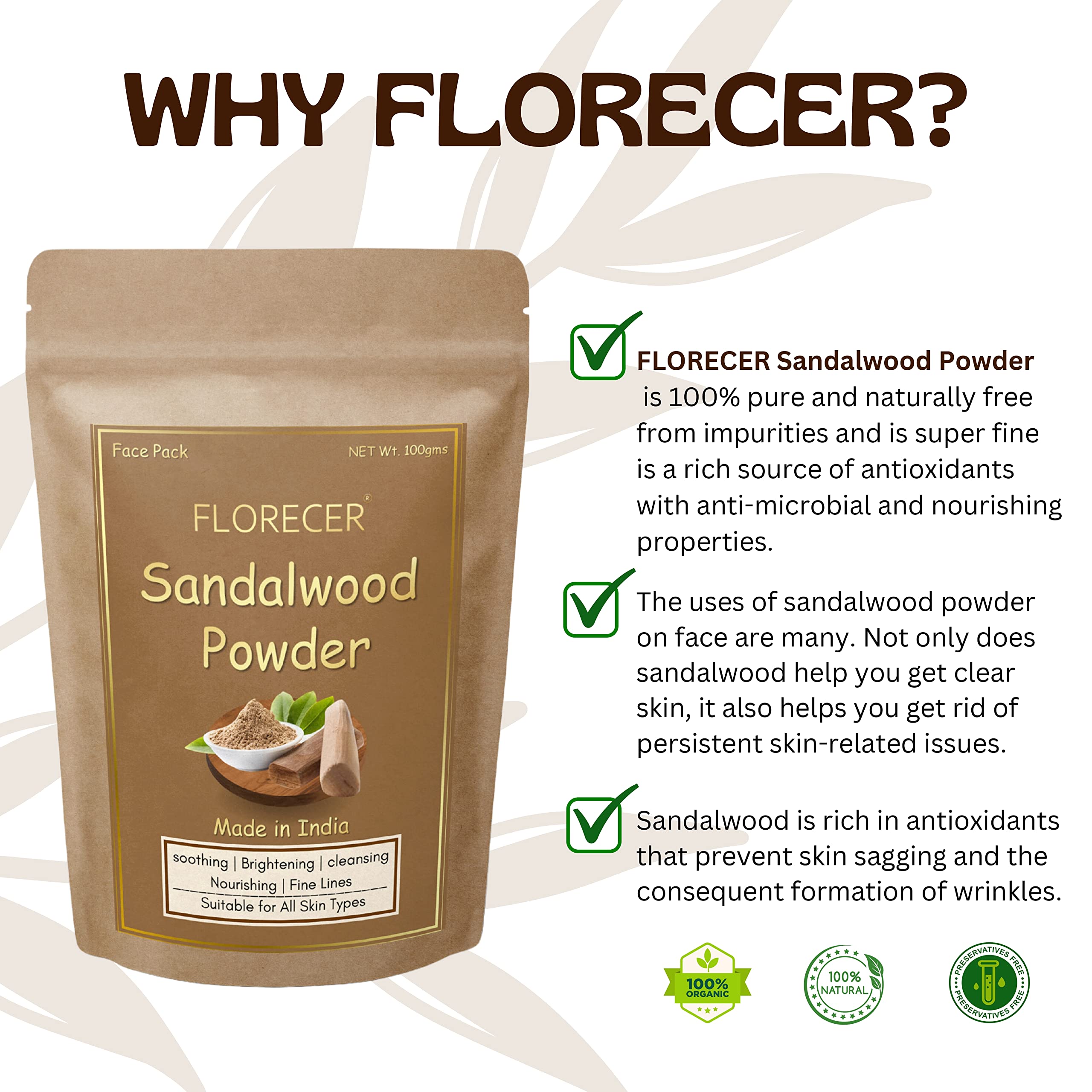 Organic Orange Peel Powder & Sandalwood Powder for Glowing Skin - 100g Bio Face Pack | Natural Exfoliator for Acne, Dark Spots & Brightening | DIY Skincare, Spa & Beauty Treatments