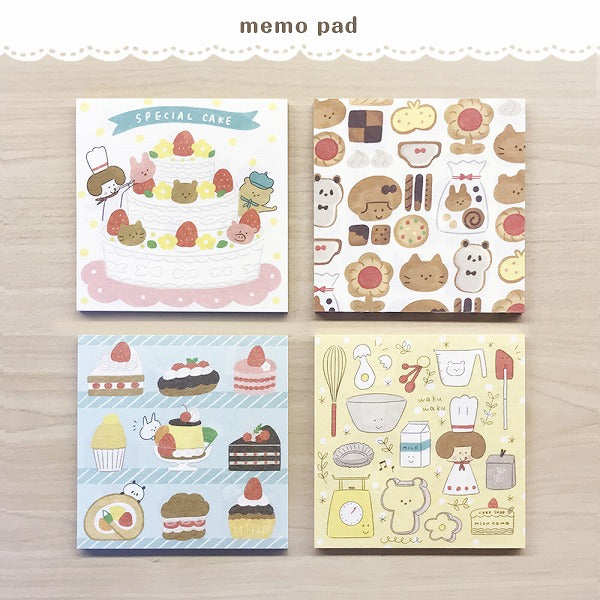 Mizutama Cake Shop Memo Pad - Cute Floral Pattern Notebook for Baking Recipes, Grocery Lists & Office Notes - Perfect for Bakers, Students & Organizers