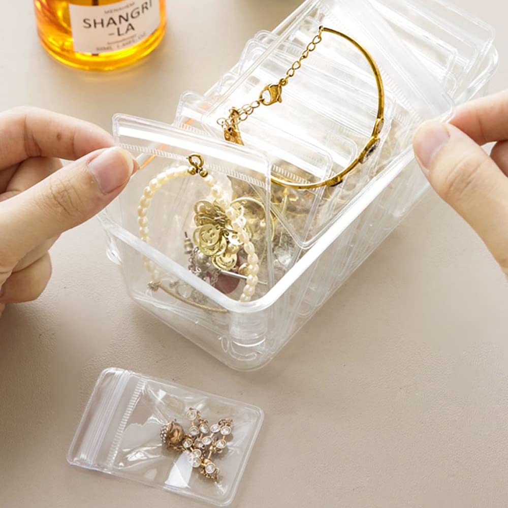 150PCS Clear Plastic Jewelry Storage Bags - Small Ziplock PVC Pouches for Rings, Earrings & Necklaces - Organize & Protect Your Jewelry Collection at Home or Travel