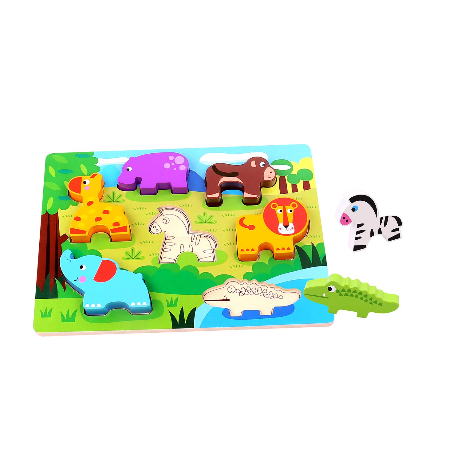 Animal Chunky Puzzle - Wooden Toddler Learning Toy for Kids Ages 1-3 | Montessori Educational Puzzle for Early Childhood Development | Perfect for Playtime, Gift Giving & Preschool Learning Activities