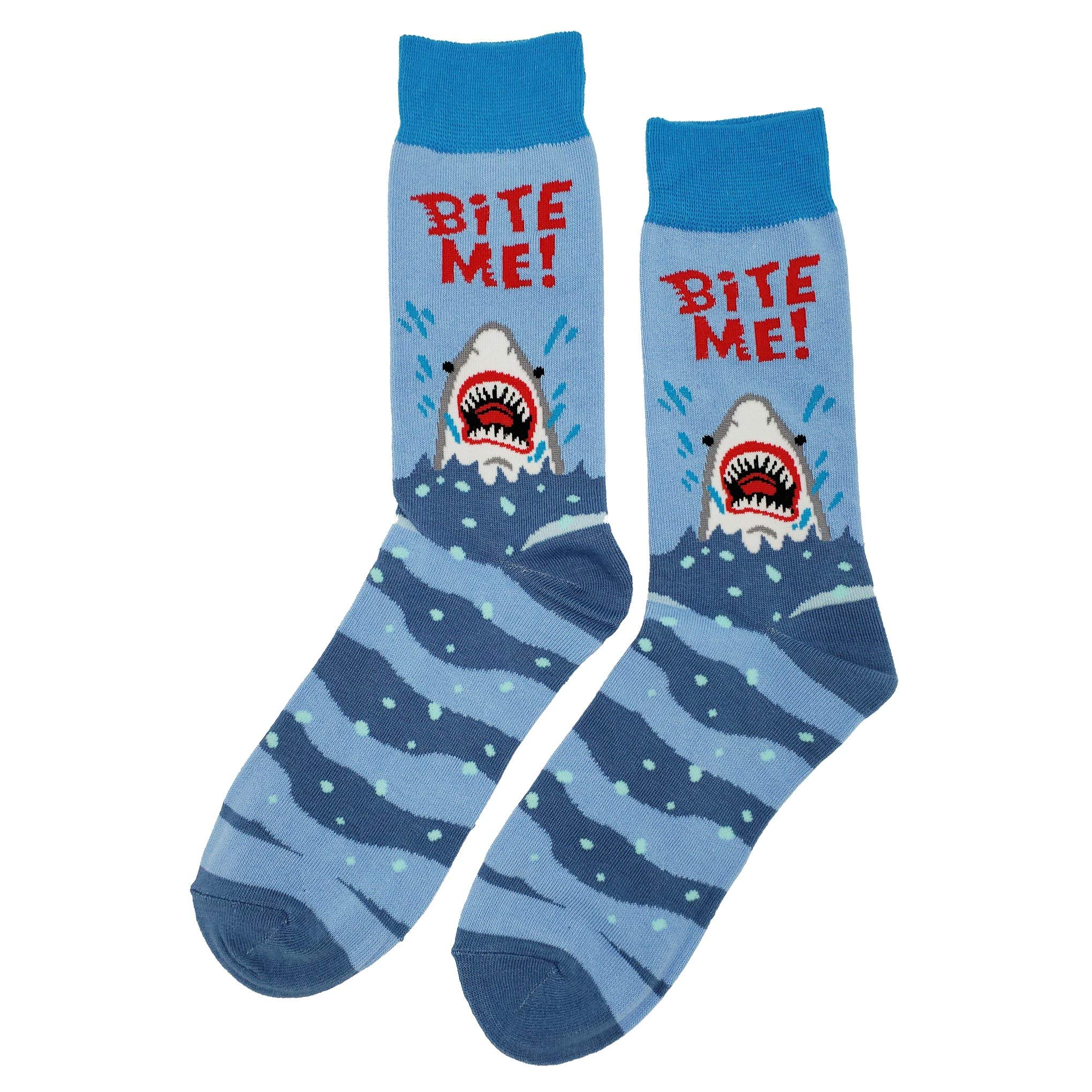 Funny Novelty Bite Me Dress Socks for Men - Crazy Fun Design, Cotton Crew Socks Size 8-12, Colorful Funky Fancy Casual Socks - Perfect Gift for Him - Great for Parties, Gag Gifts & Everyday Wear