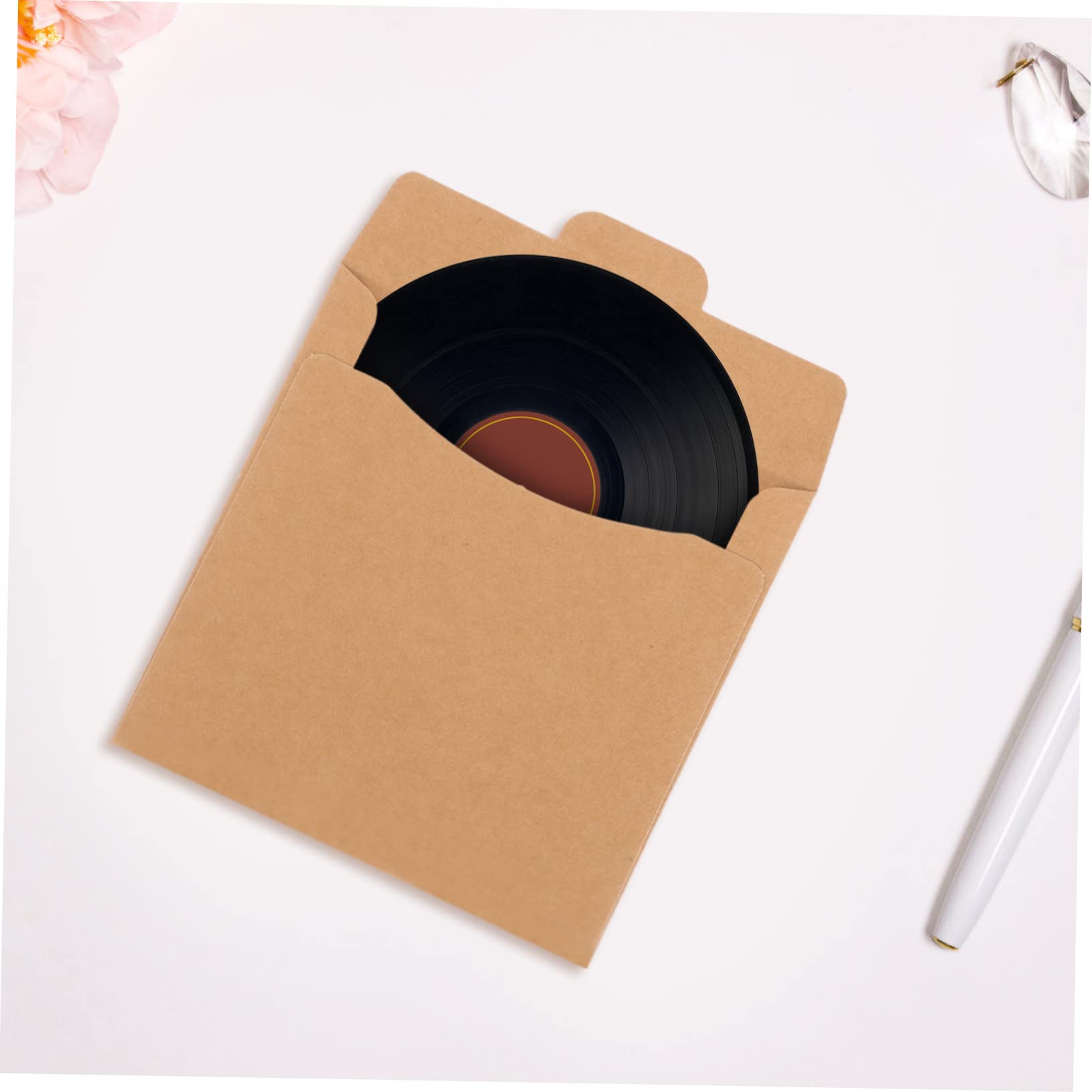 ARTIBETTER 50pcs Kraft Paper DVD Sleeves - Eco-Friendly Storage Envelopes for CDs, DVDs, Games | Perfect for Home, Office, School & Media Organization