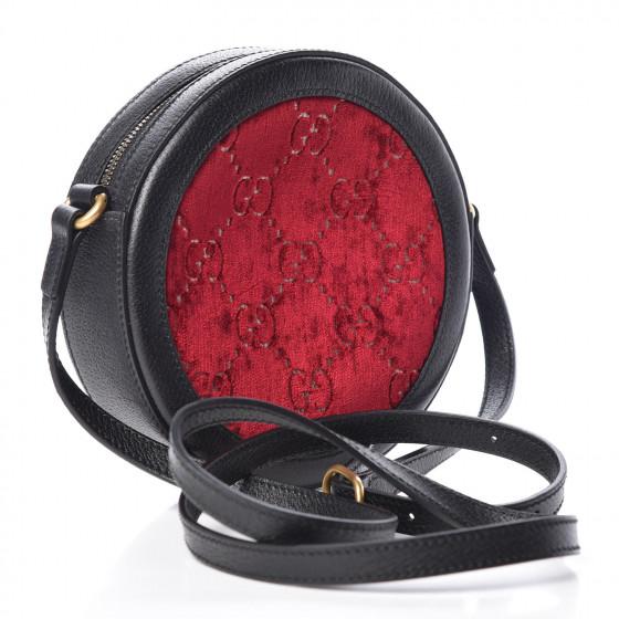 Gucci GG Velvet Round Shoulder Bag for Women - Luxury Red Crossbody Purse | Perfect for Parties, Date Nights & Special Occasions