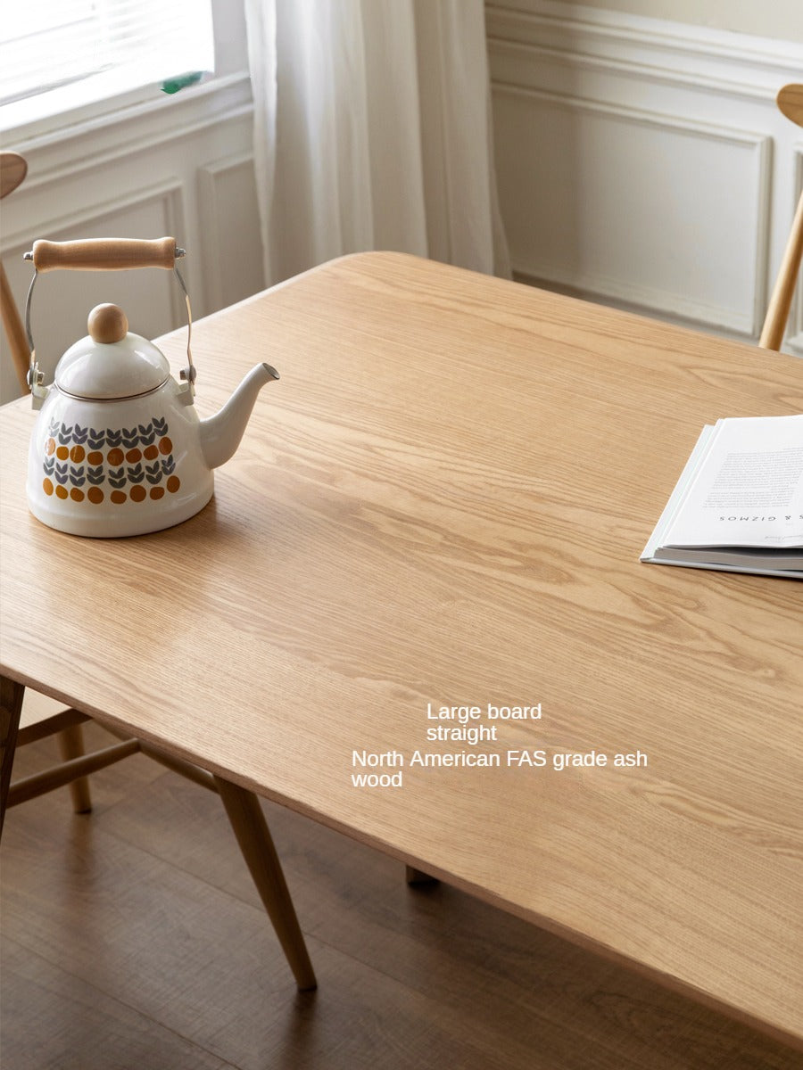 Solid Oak and Ash Wood Nordic Dining Table - Modern Scandinavian Style for Home, Kitchen, and Dining Room Decor