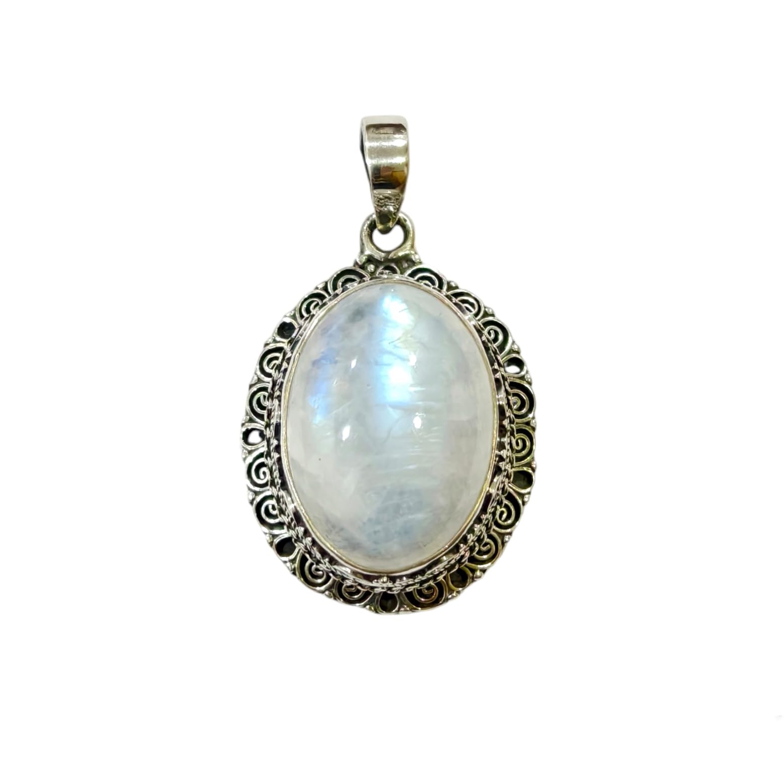 925 Sterling Silver Moonstone Pendant Necklace for Women & Men - Handmade Tribal Design Gemstone Jewelry - Perfect Gift for Birthday, Anniversary & Special Occasions