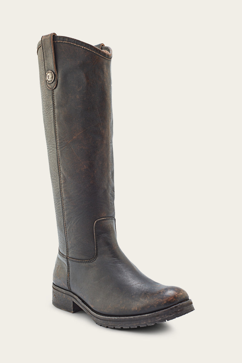 Vintage Melissa Double Sole Button Lug Tall Boots - Eco-Friendly Pre-Loved Fashion for Women | Perfect for Fall Outfits, Casual Wear & Retro Style