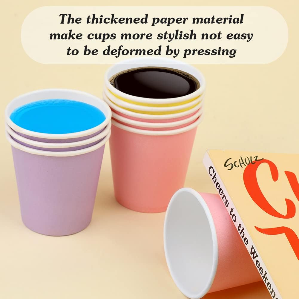 3 oz Small Disposable Paper Cups - 100 Pack Colorful Bathroom & Espresso Cups for Mouthwash, Snacks, Condos, RVs, Camping - Perfect for Home, Travel & Outdoor Use