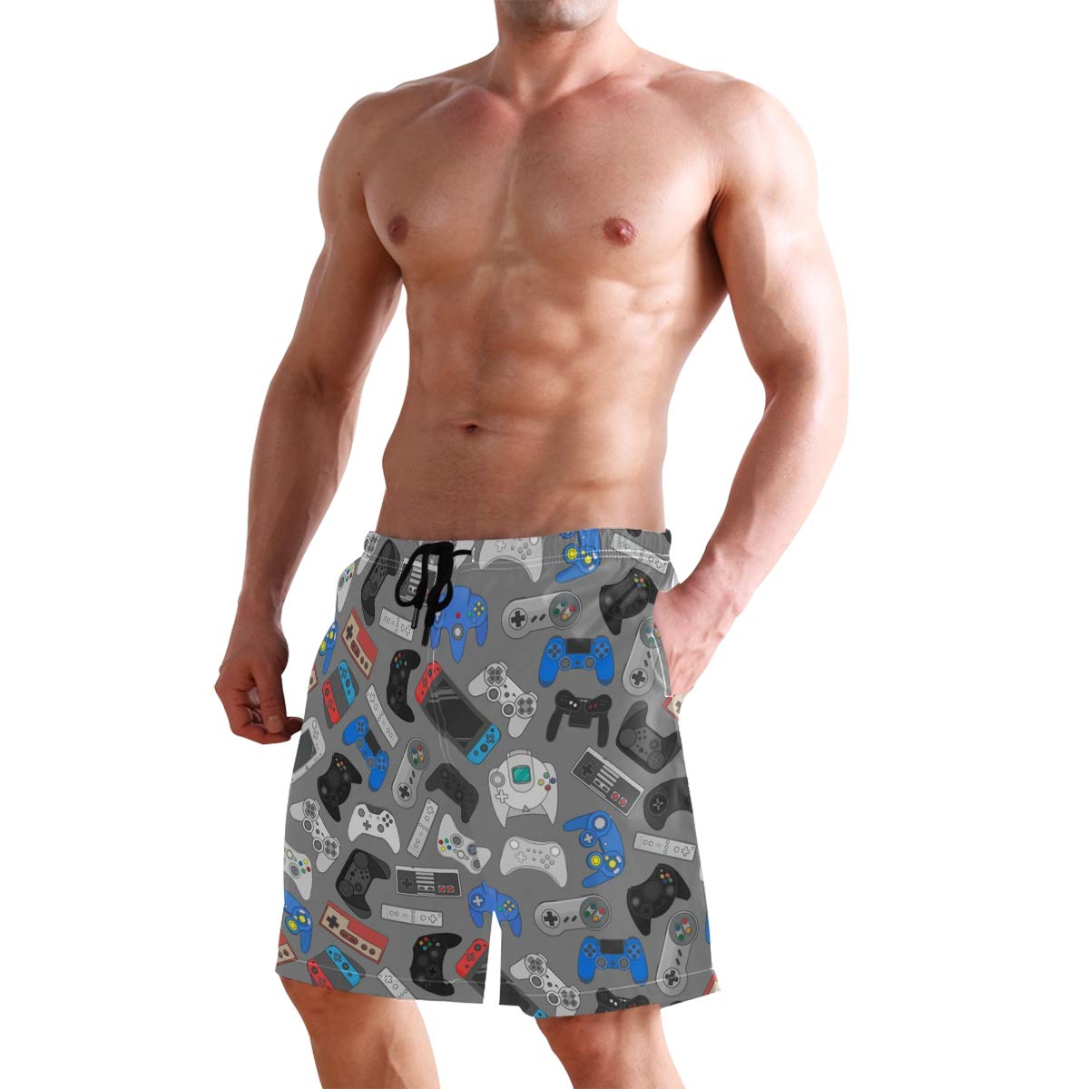 **Men's Quick Dry Swim Trunks - Lightweight Board Shorts with Drawstring for Swimming, Surfing & Beach Activities**