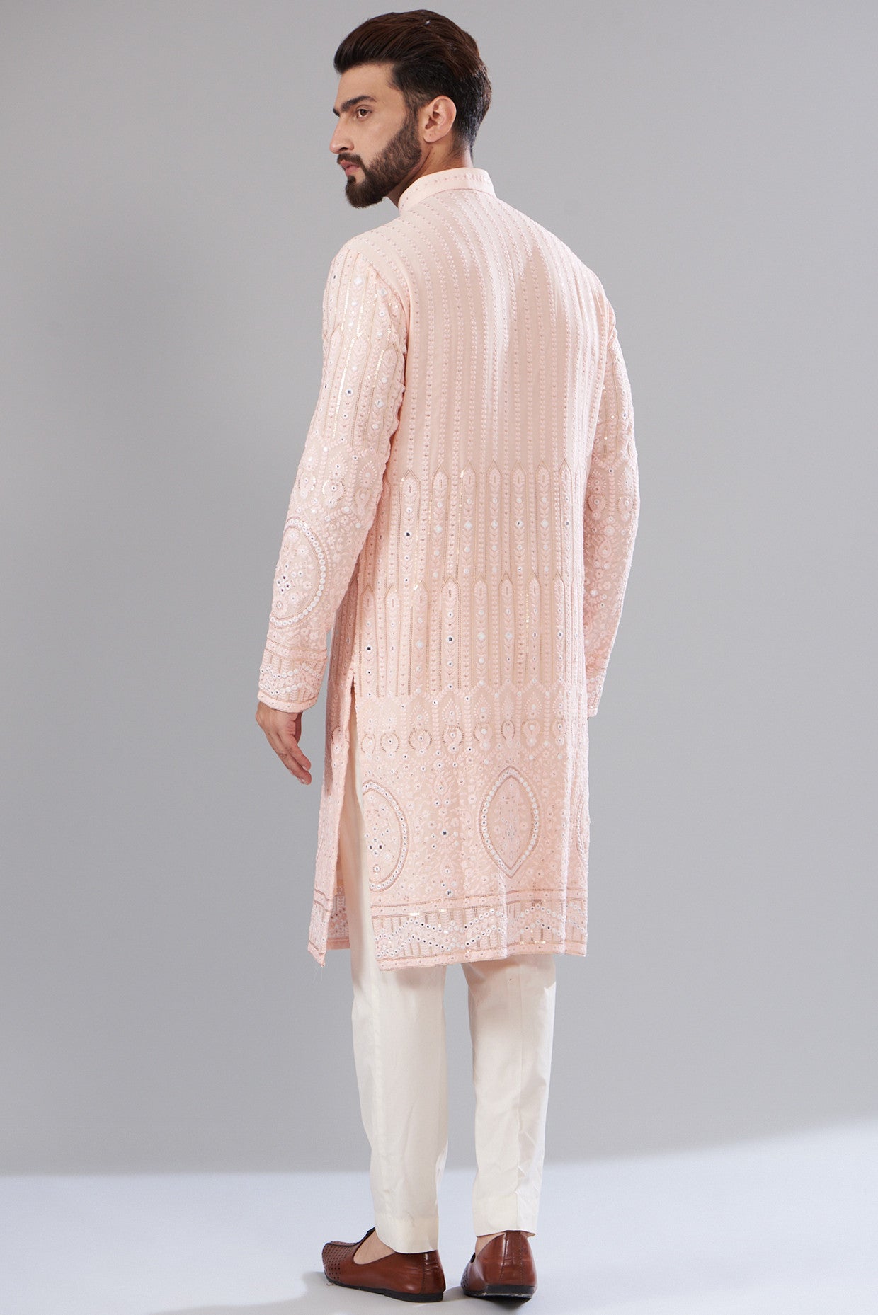 Elegant Powder Pink Chikankari Kurta for Women - Handcrafted Traditional Indian Embroidered Tunic - Perfect for Festivals, Weddings & Casual Wear